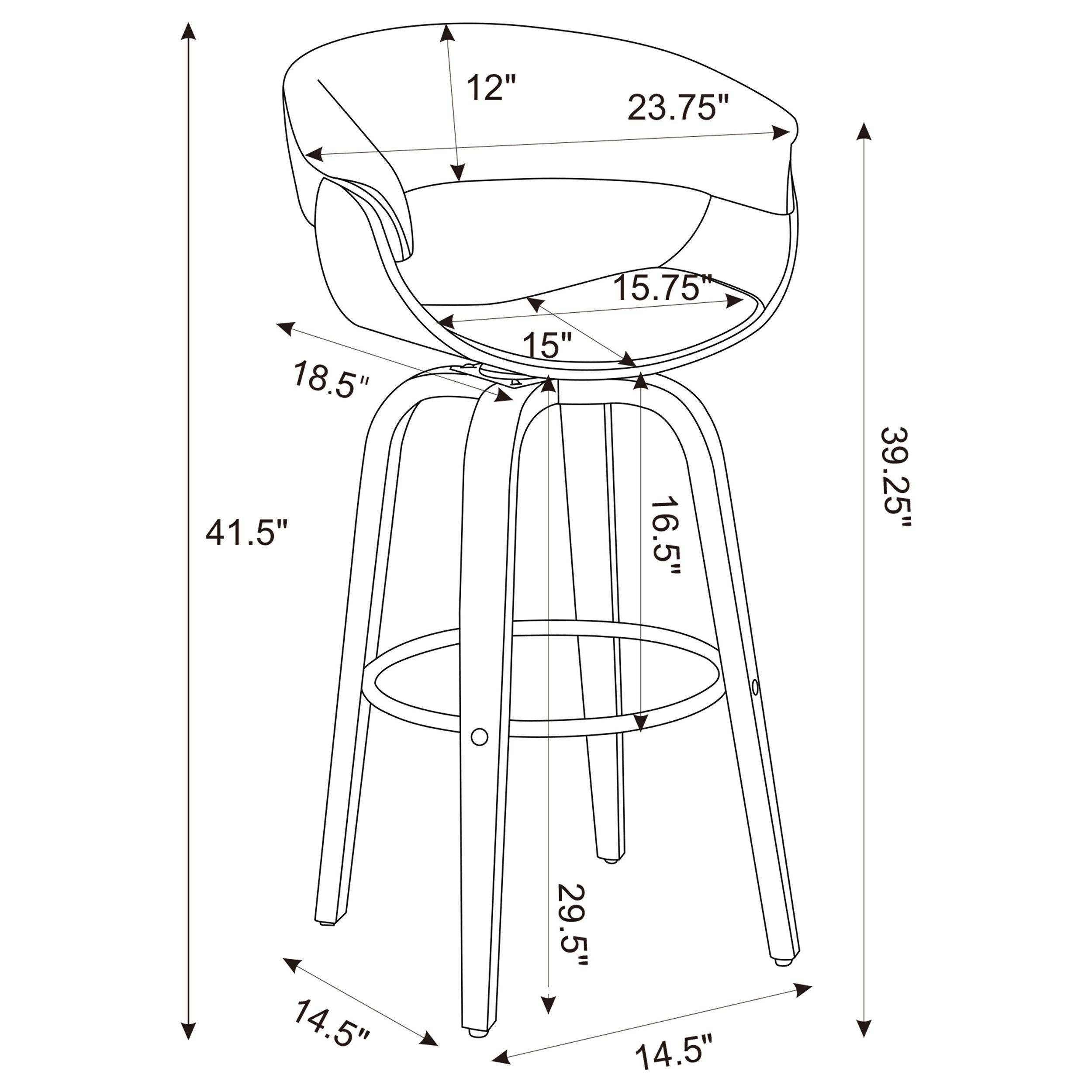 Zion Upholstered Swivel Bar Stool Walnut and Black