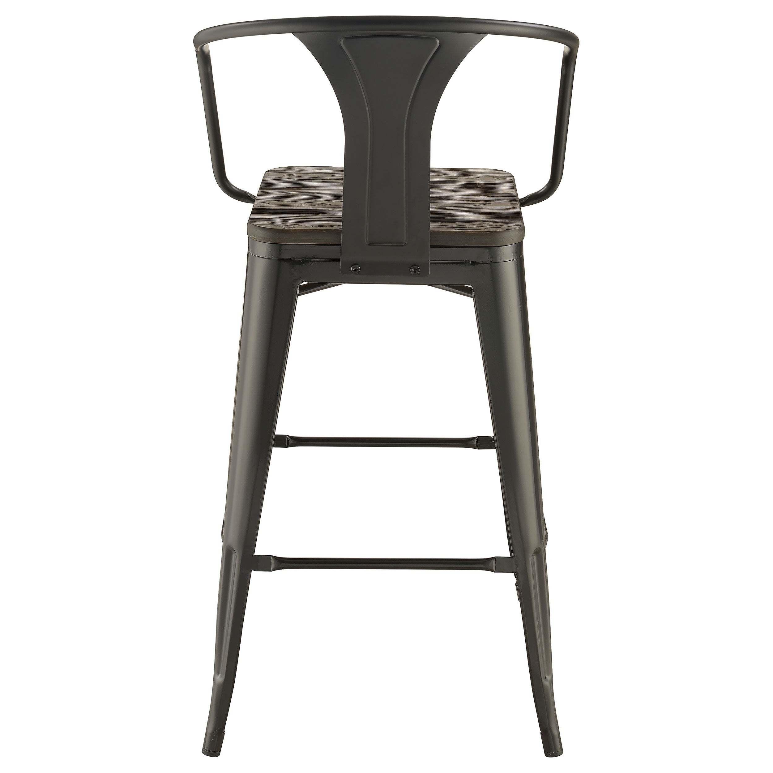 Cavalier Wooden Seat Bar Stools Dark Elm and Matte Black (Set of 2)