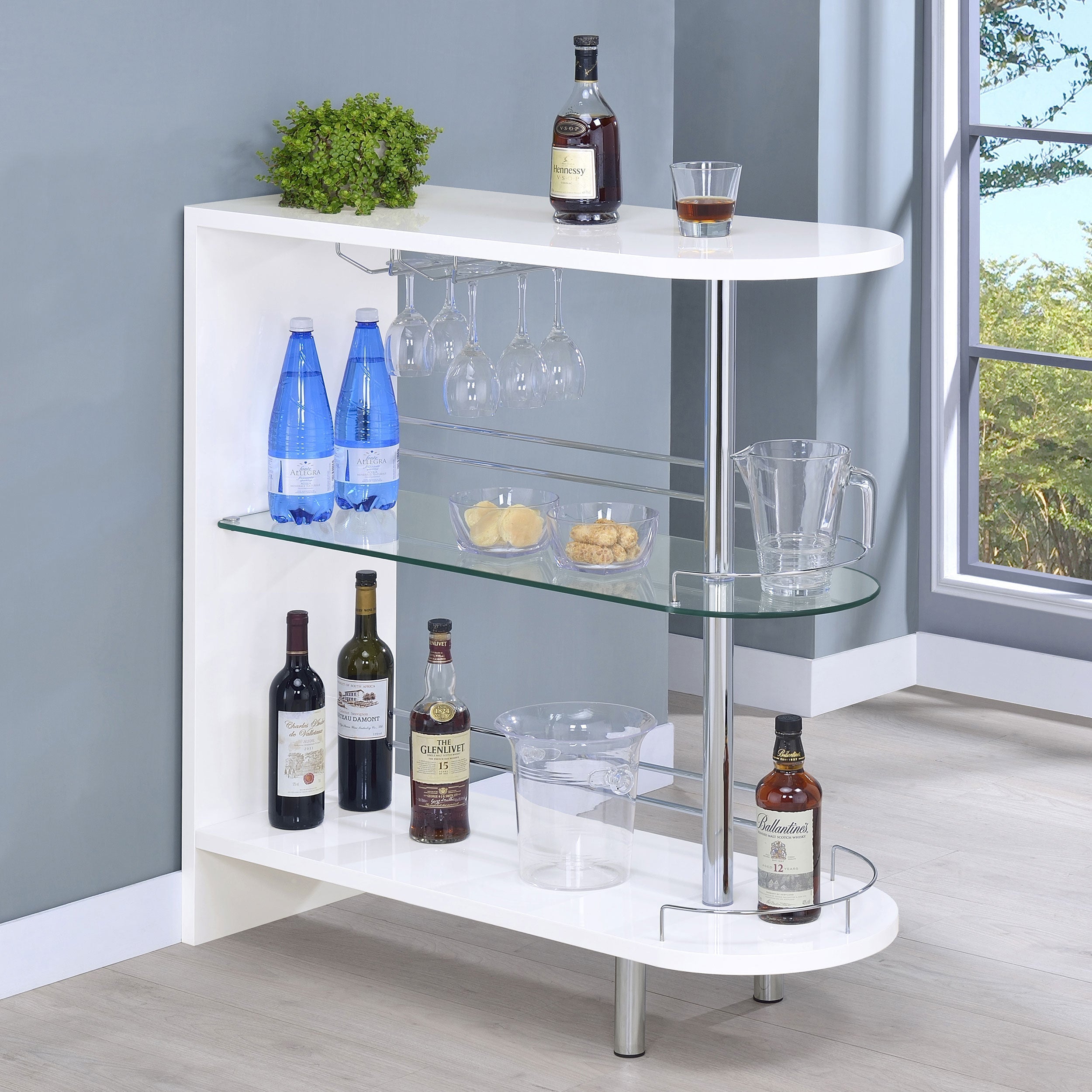 Adolfo 3-tier Bar Table Glossy Black and Clear