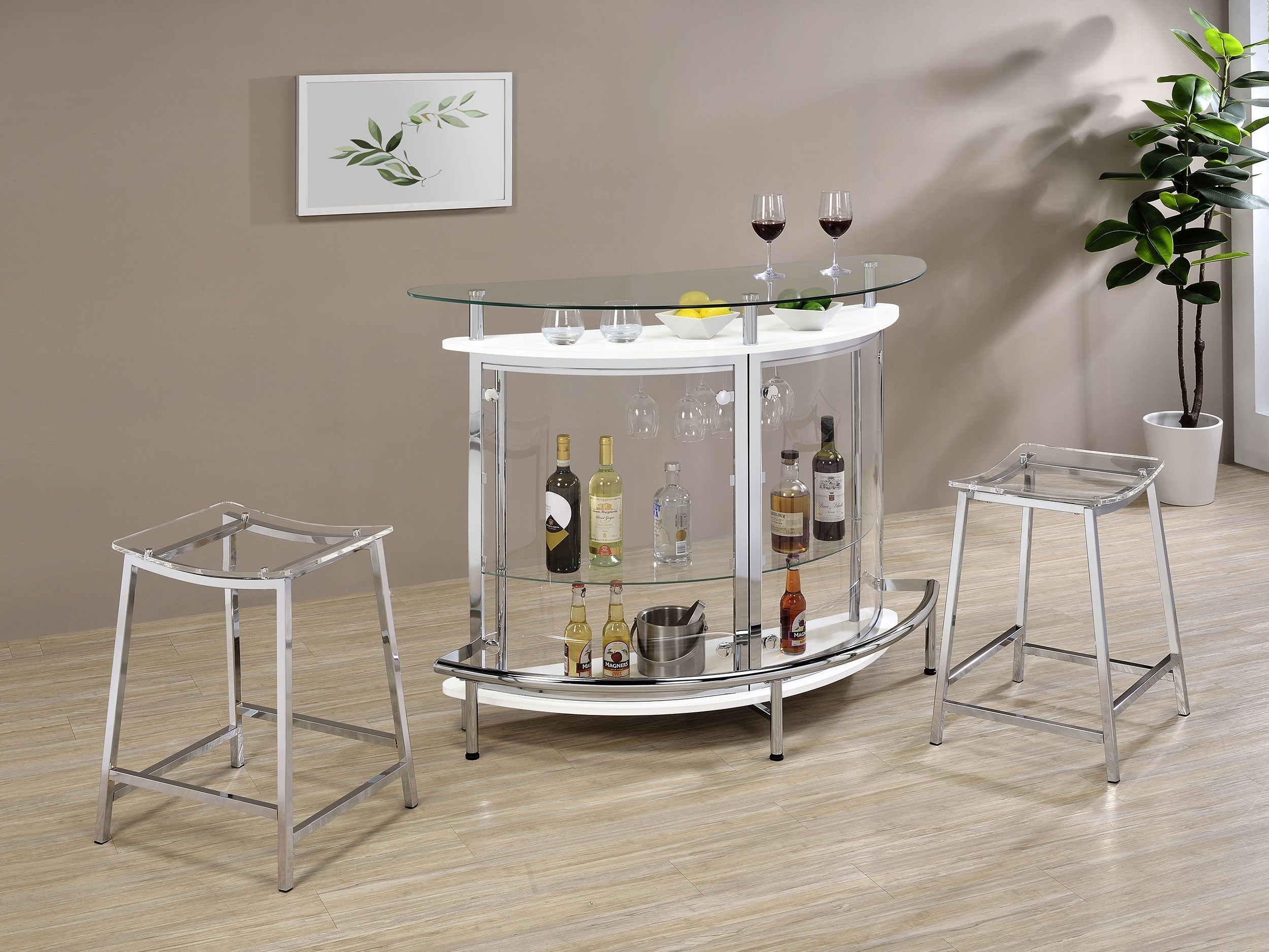 Amarillo 2-tier Bar Unit White and Chrome