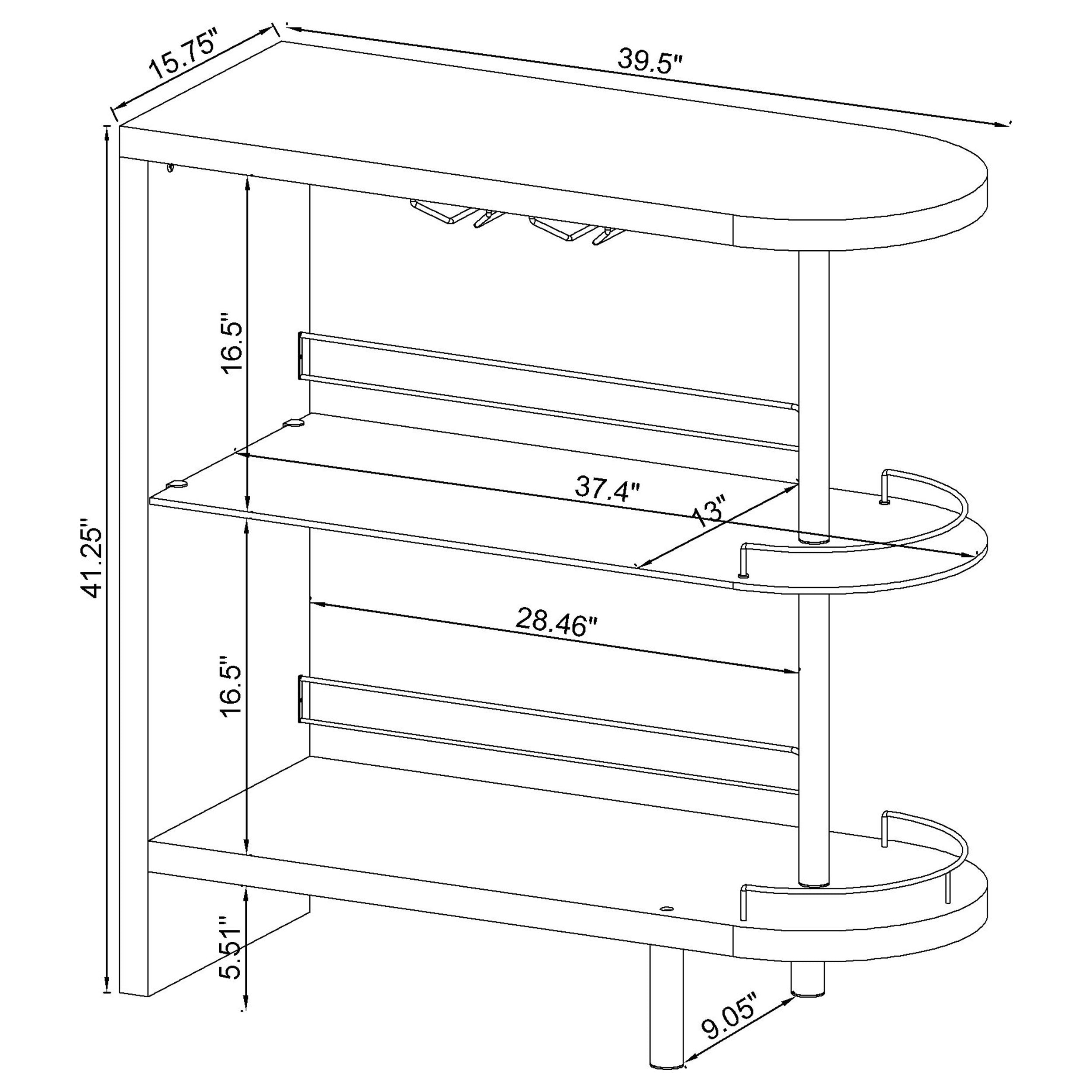 Adolfo 3-tier Bar Table Glossy Black and Clear