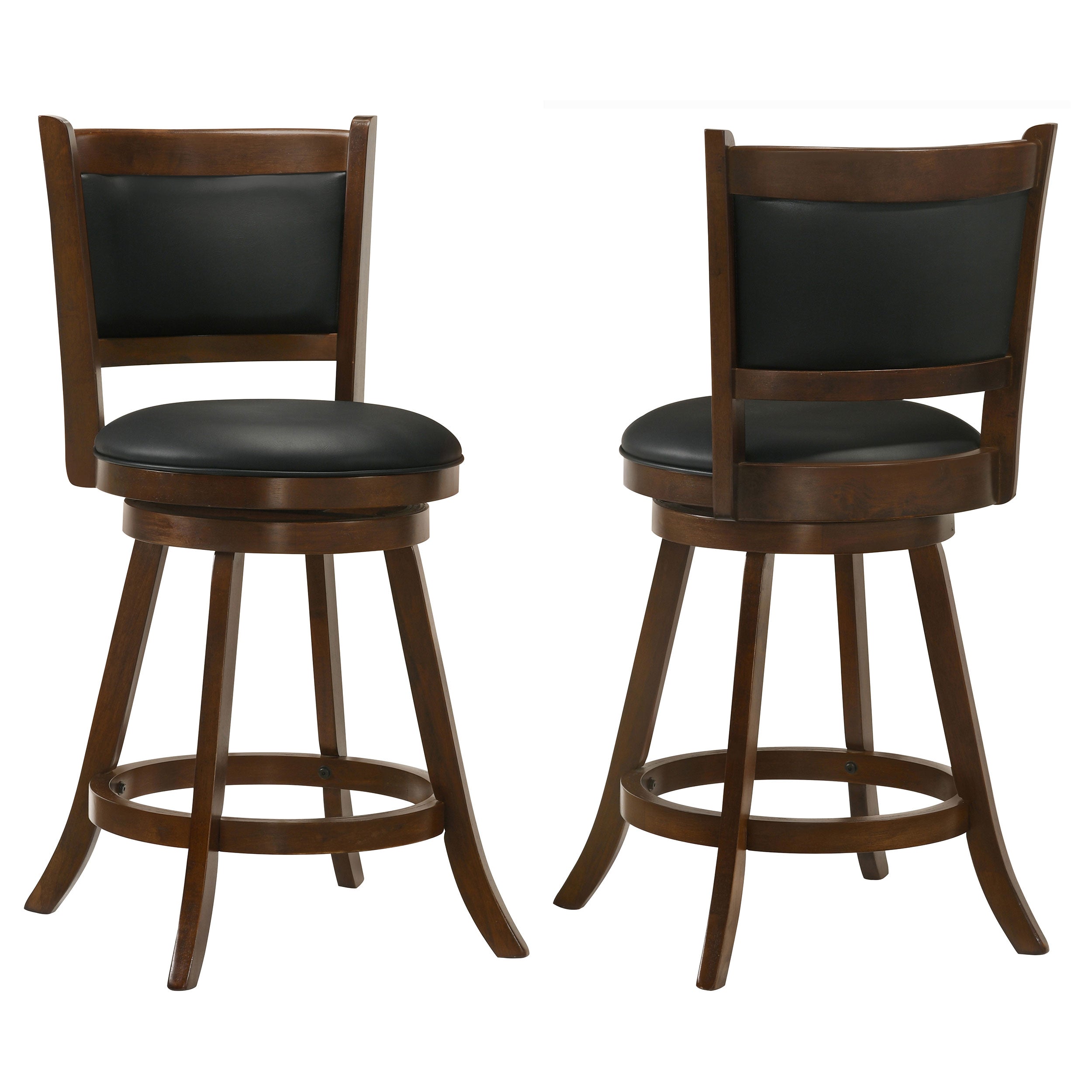 Broxton Upholstered Swivel Bar Stools Chestnut and Black (Set of 2)