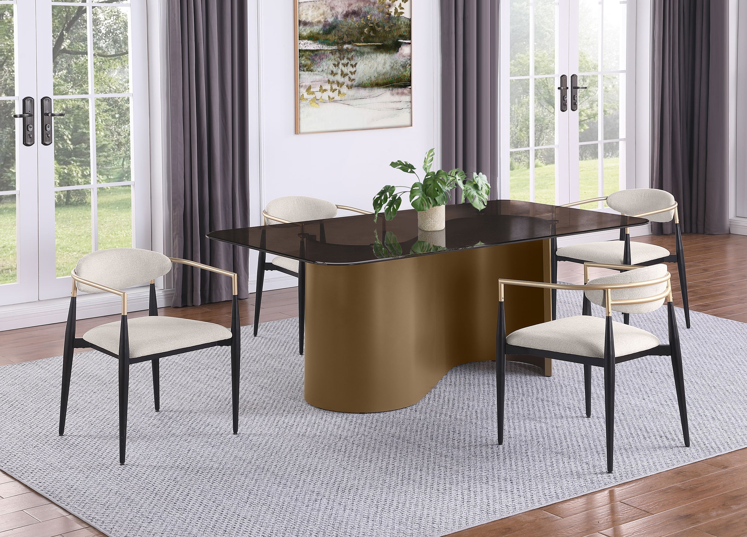 Edson 72-inch Rectangular Glass Top Dining Table Bronze