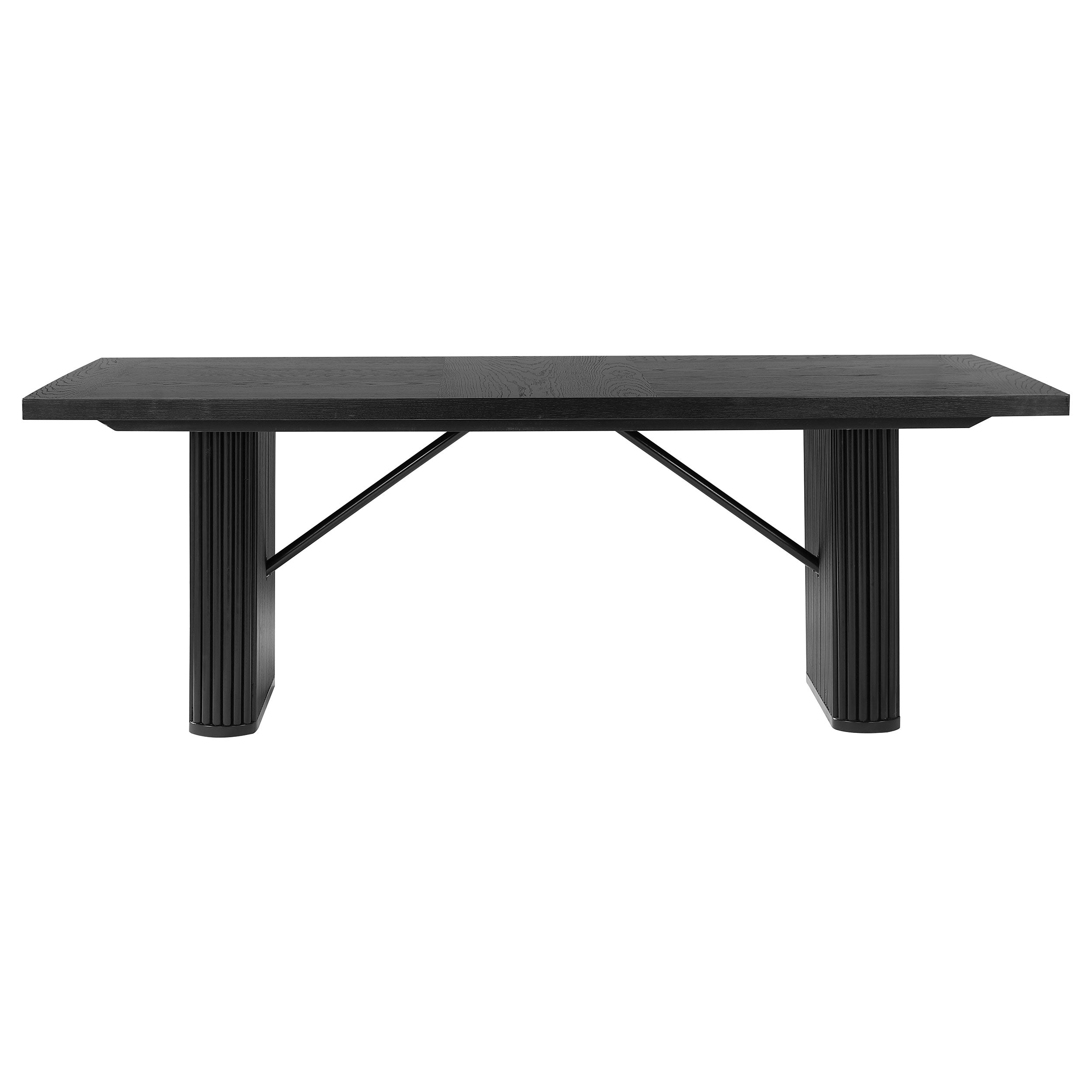 Catherine  Double Pedestal Dining Table Set Charcoal Grey and Black