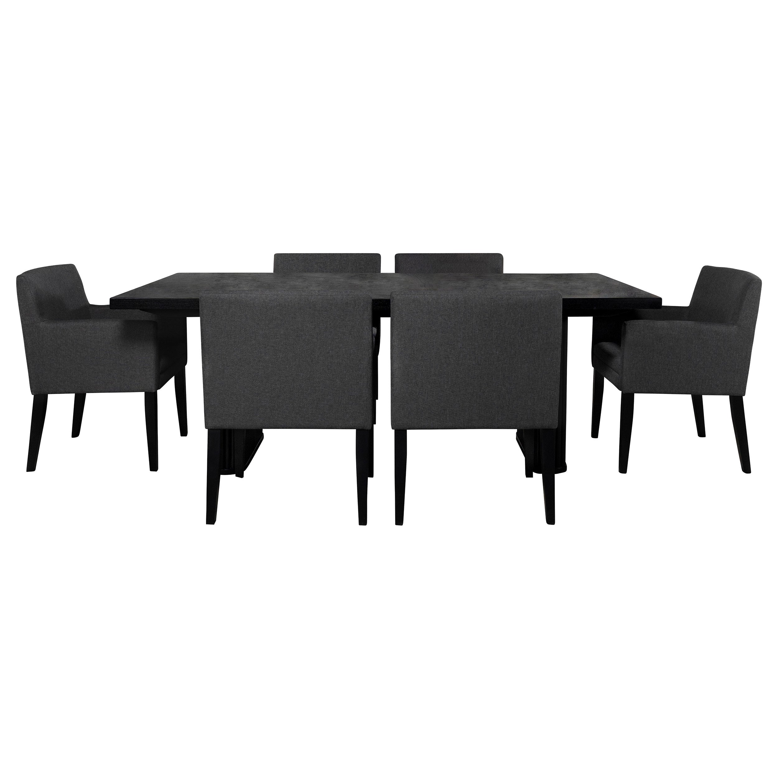 Catherine  Double Pedestal Dining Table Set Charcoal Grey and Black