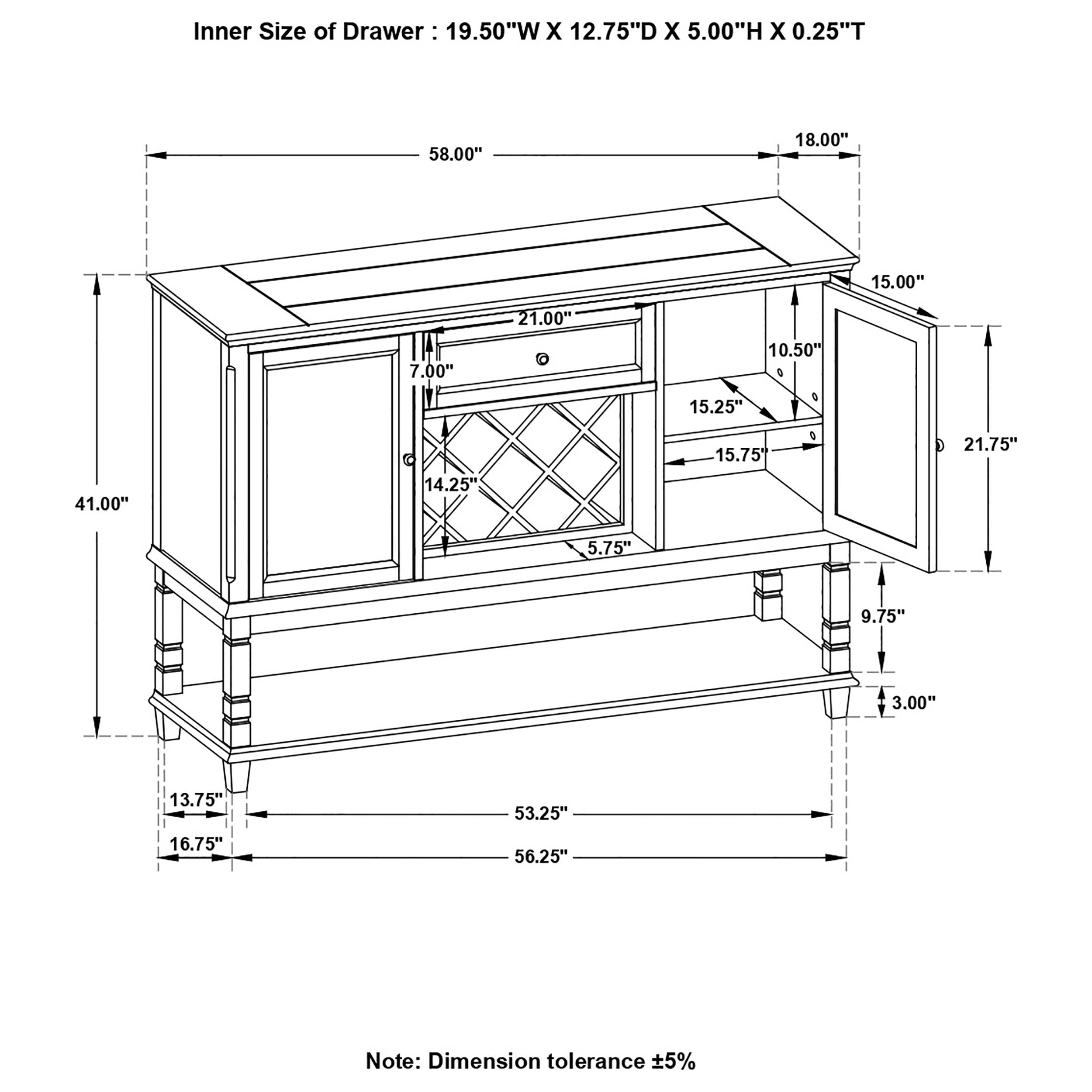 Parkins Server with  Lower Shelf Rustic Espresso