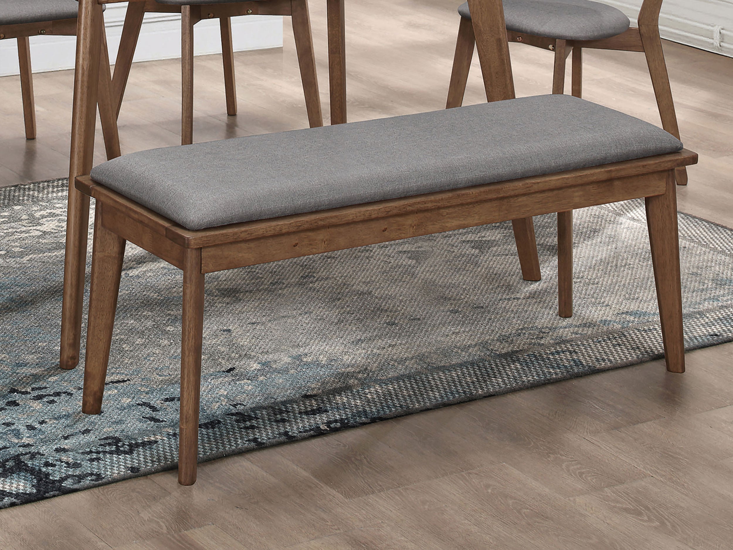 Alfredo Upholstered Dining Bench Grey and Natural Walnut