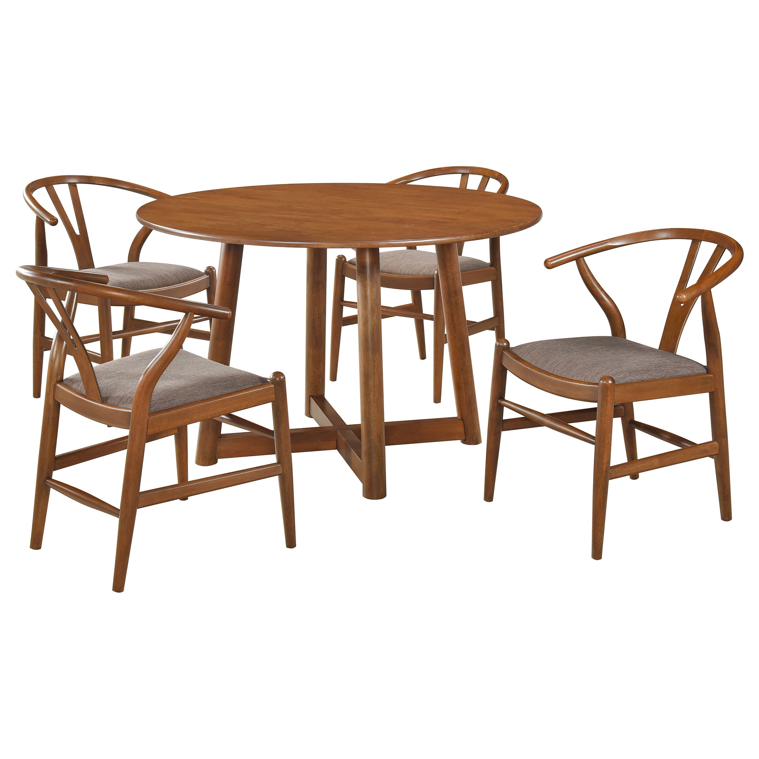 Dinah  Round Solid Wood Dining Set Walnut