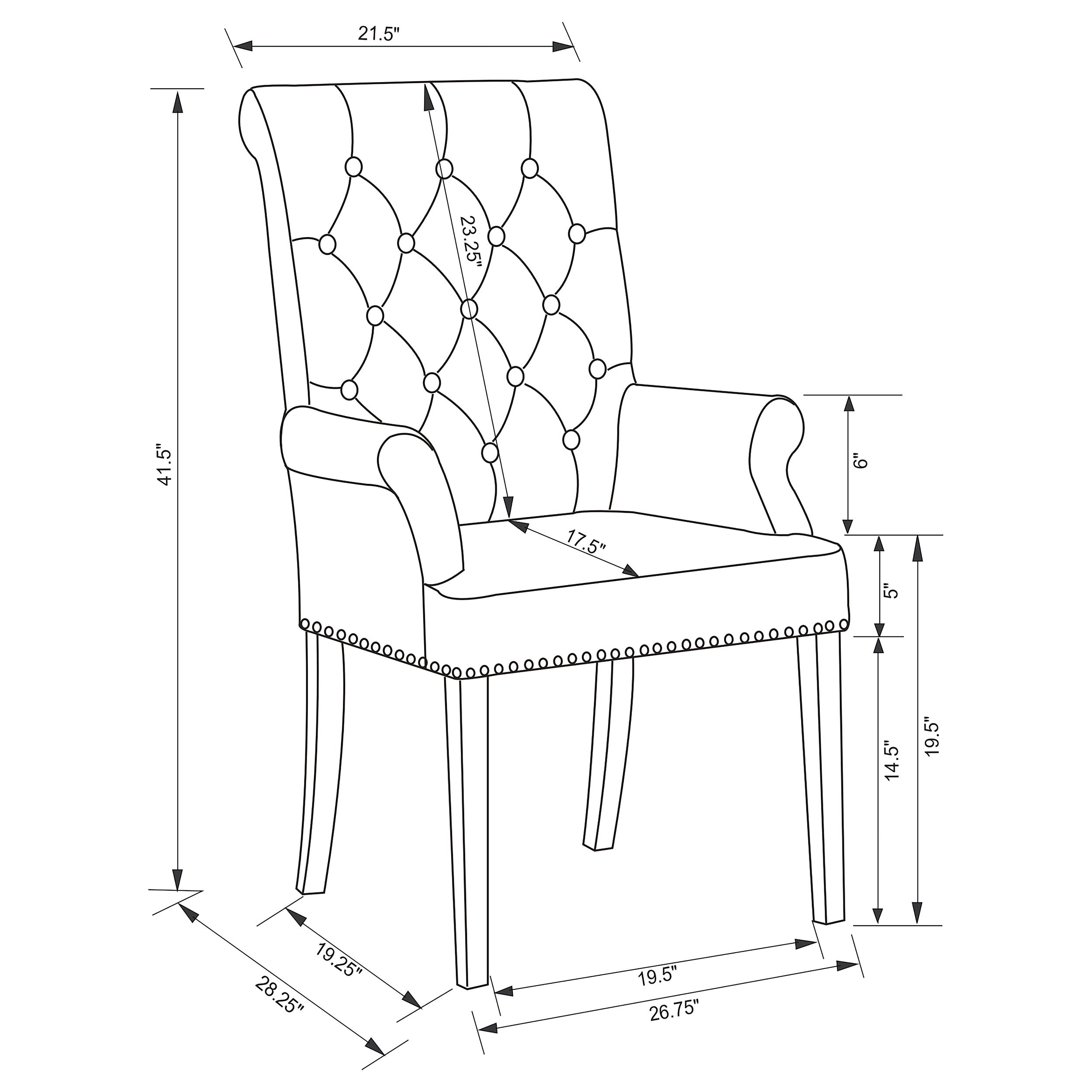 Alana Upholstered Tufted Arm Chair with Nailhead Trim