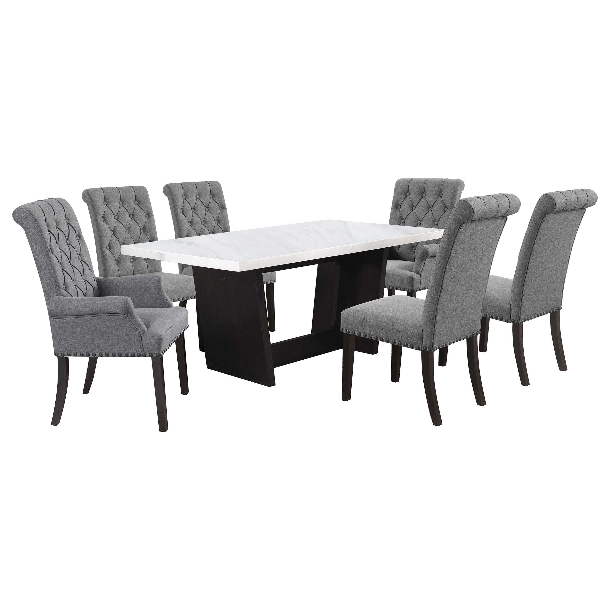 Sherry 5-piece Rectangular Marble Top Dining Table Set Grey