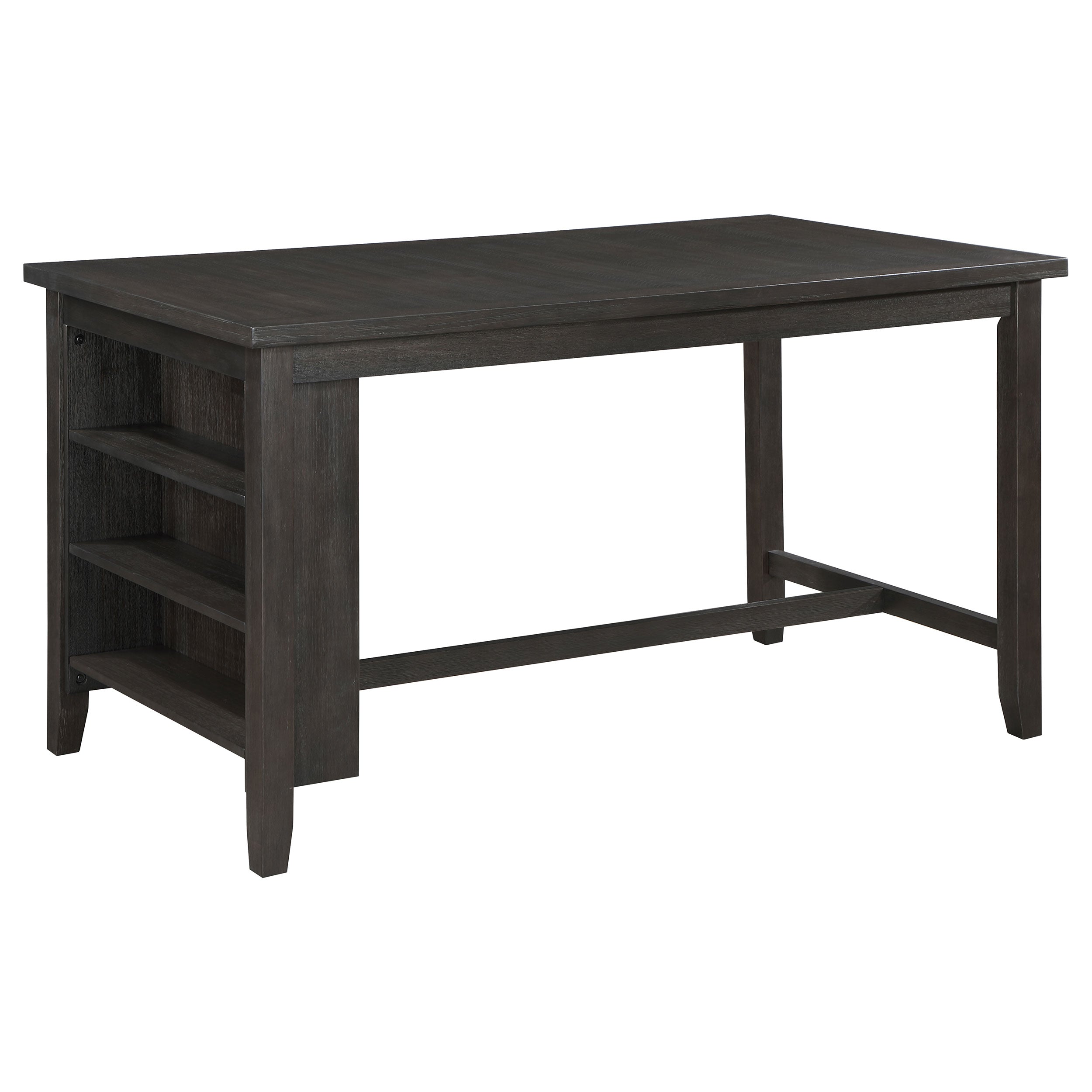 Elliston Rectangular Counter Height Dining Table with Storage Shelves Dark Grey