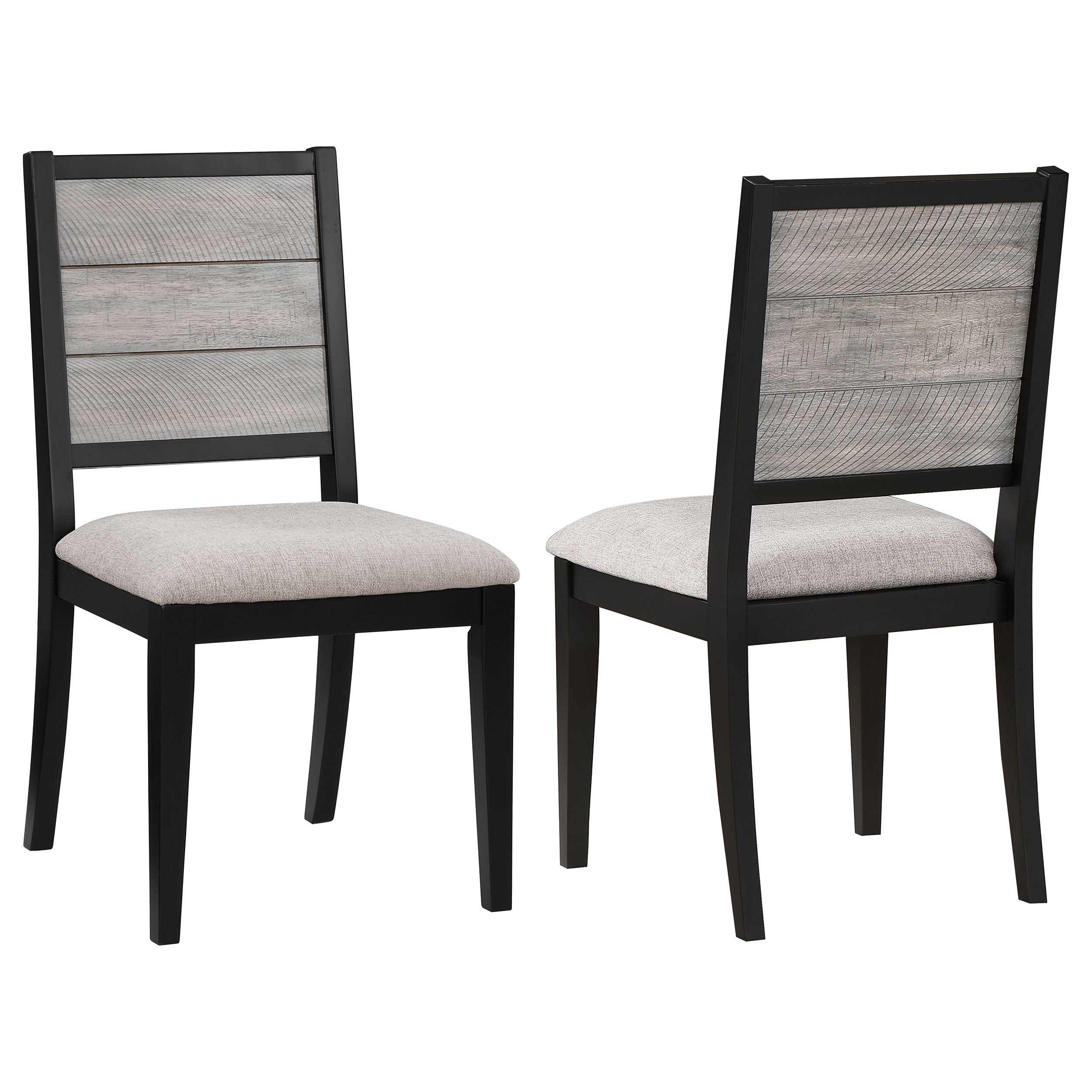 Elodie Upholstered Padded Seat Dining Side Chair Dove Grey and Black (Set of 2)