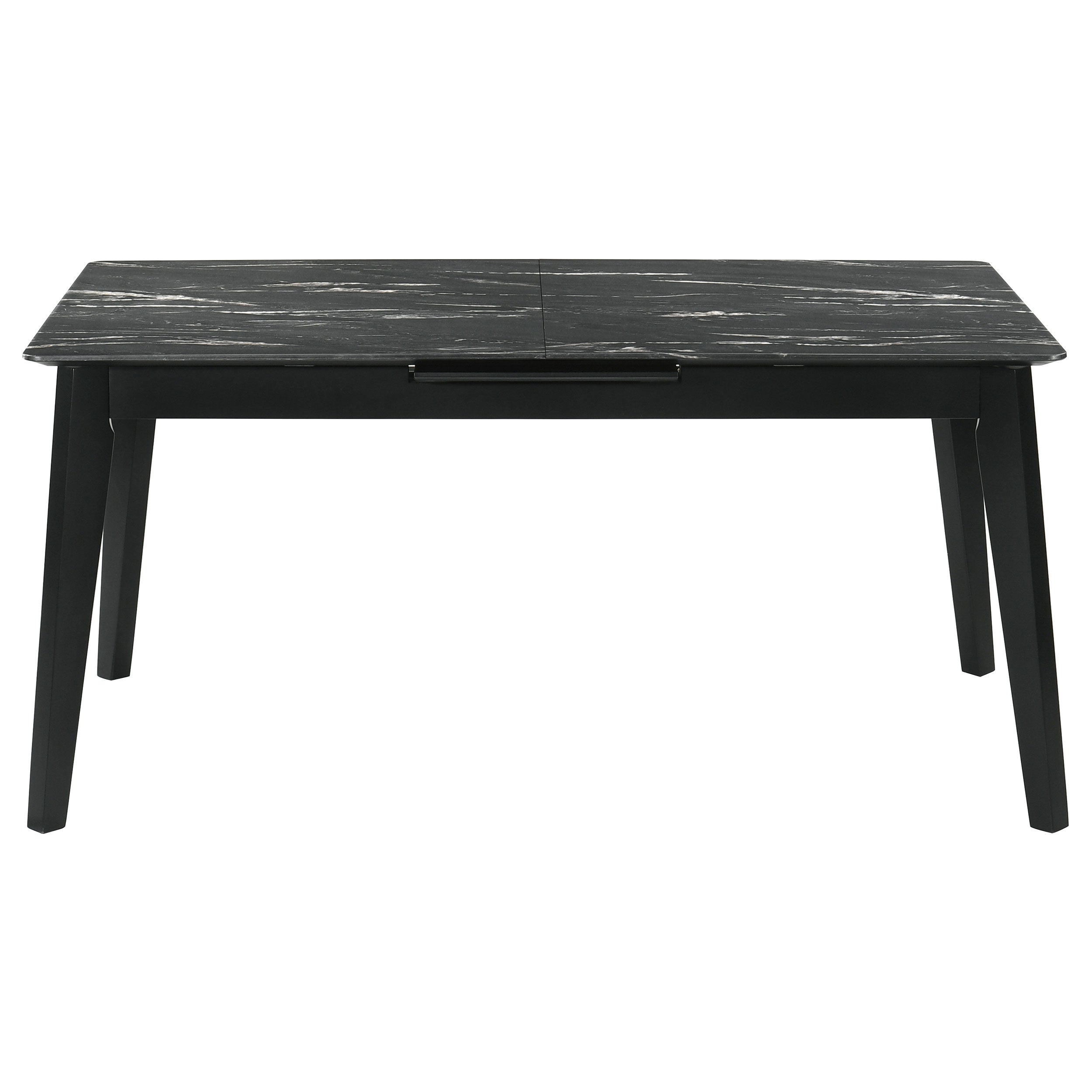 Crestmont Rectangular Dining Table with Faux Marble Top and 16" Self-Storing Extension Leaf Grey