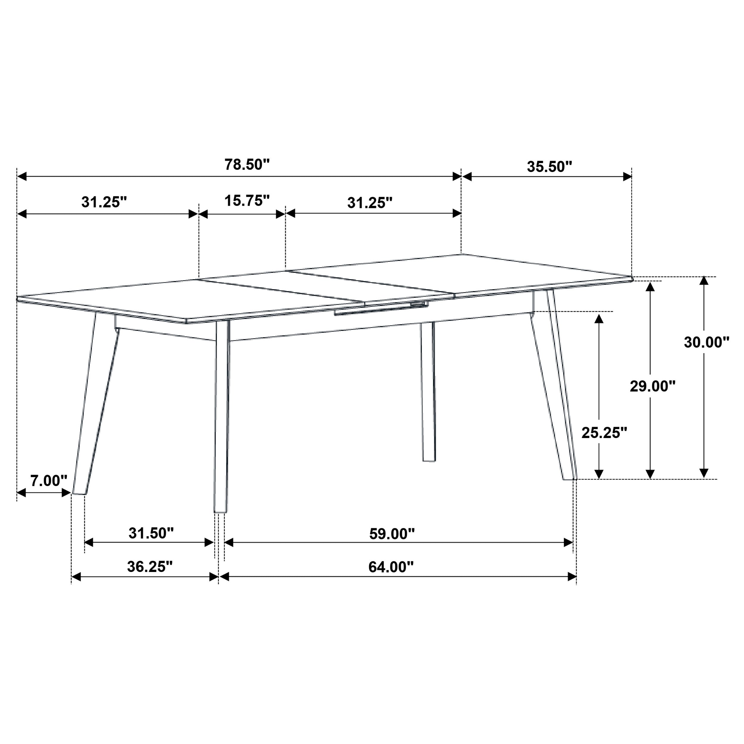 Crestmont Rectangular Dining Table with Faux Marble Top and 16" Self-Storing Extension Leaf Grey