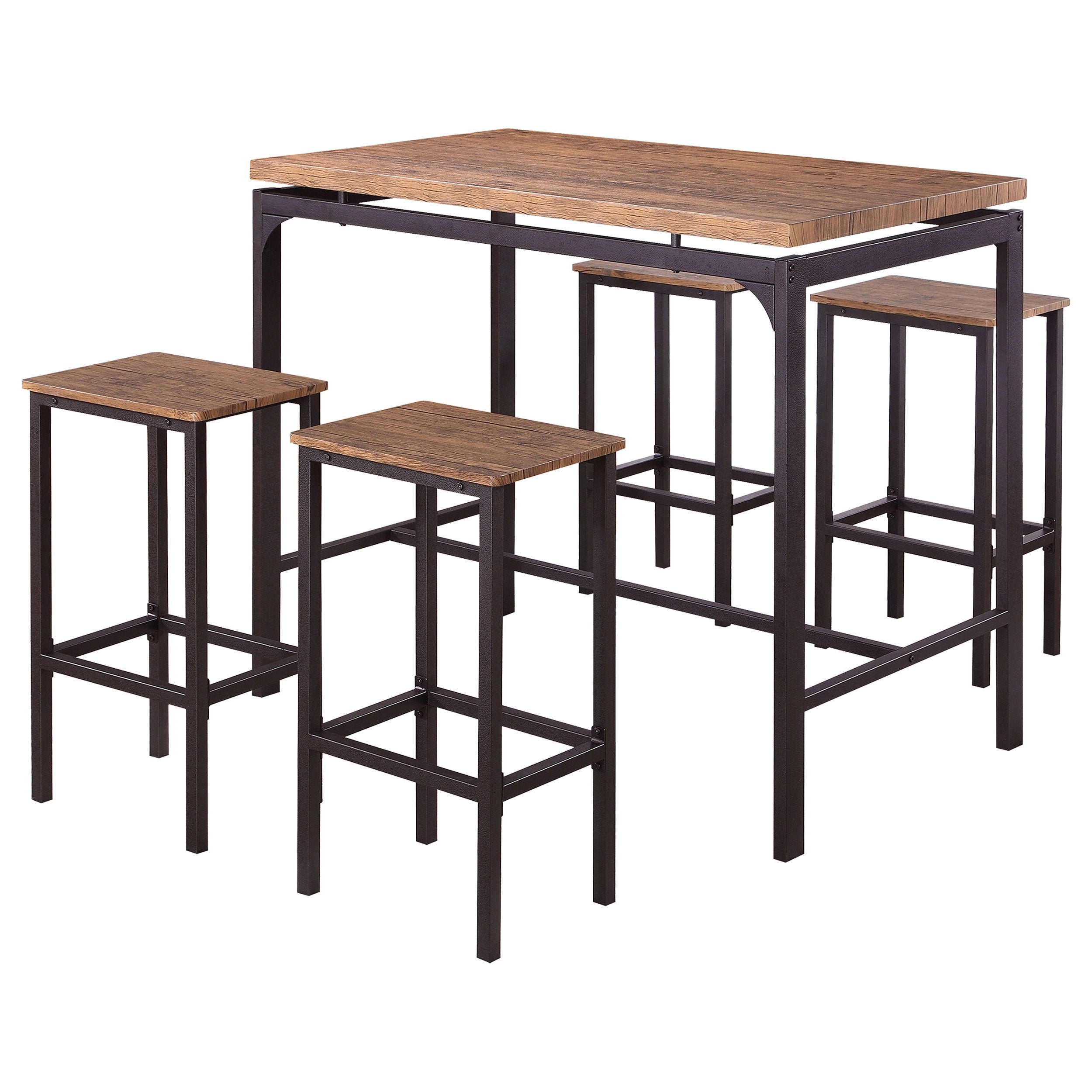 Santana  Pub Height Bar Table Set Weathered Chestnut and Black