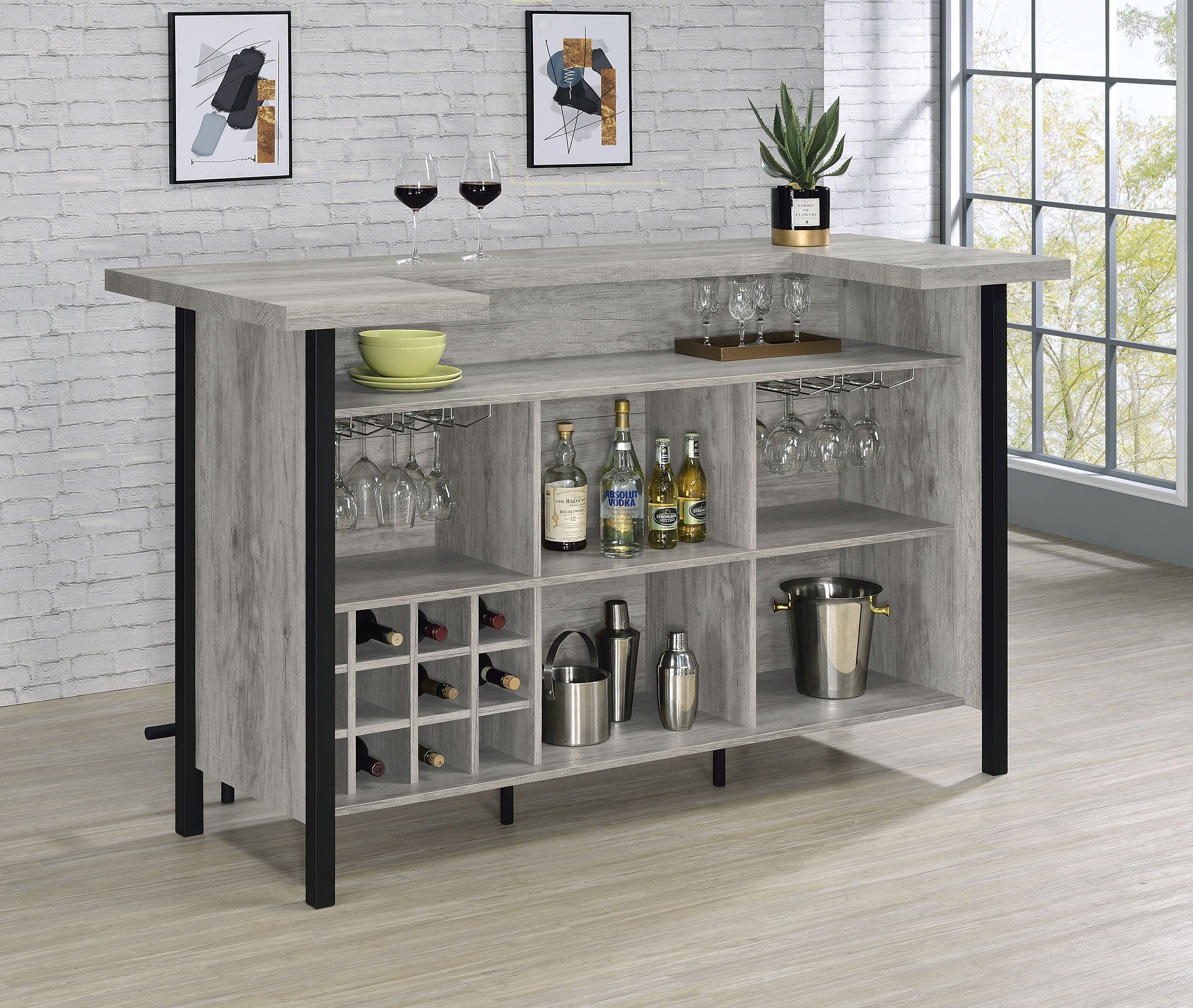 Bellemore Rectangular Storage Bar Unit Rustic Oak