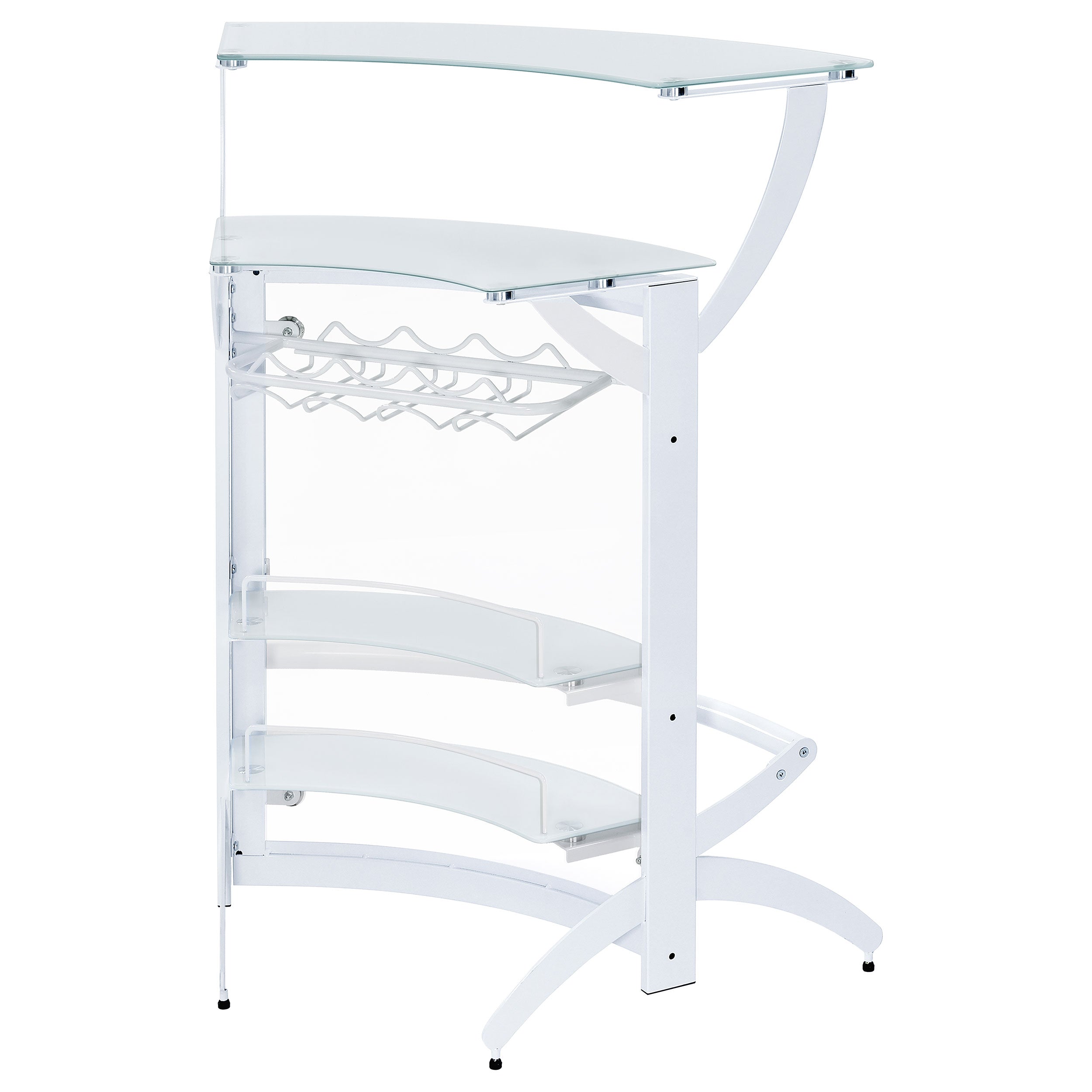 Dallas 2-shelf Curved Home Bar White and Frosted Glass (Set of 3)