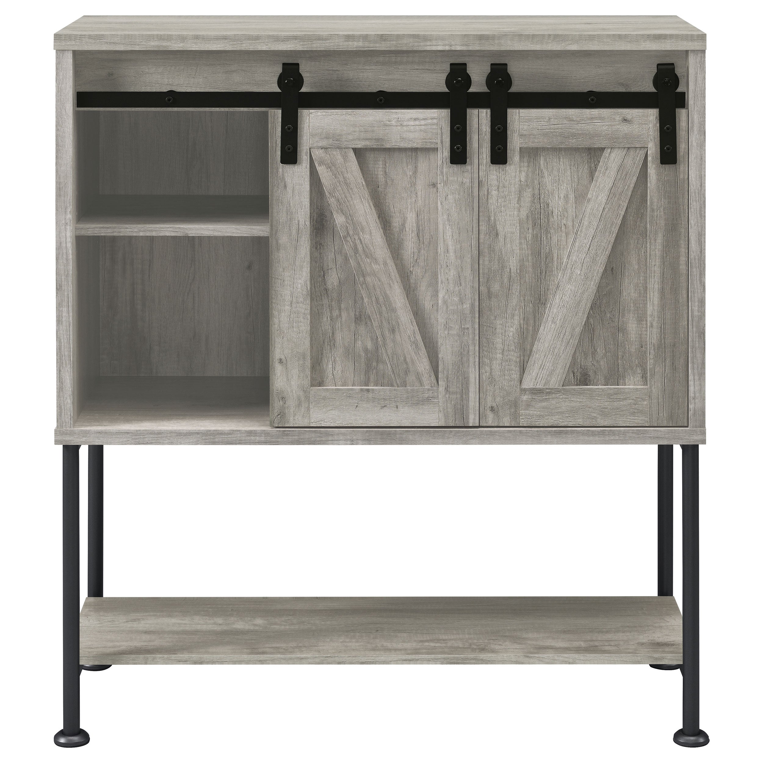 Claremont Sliding Door Bar Cabinet with Lower Shelf Grey Driftwood