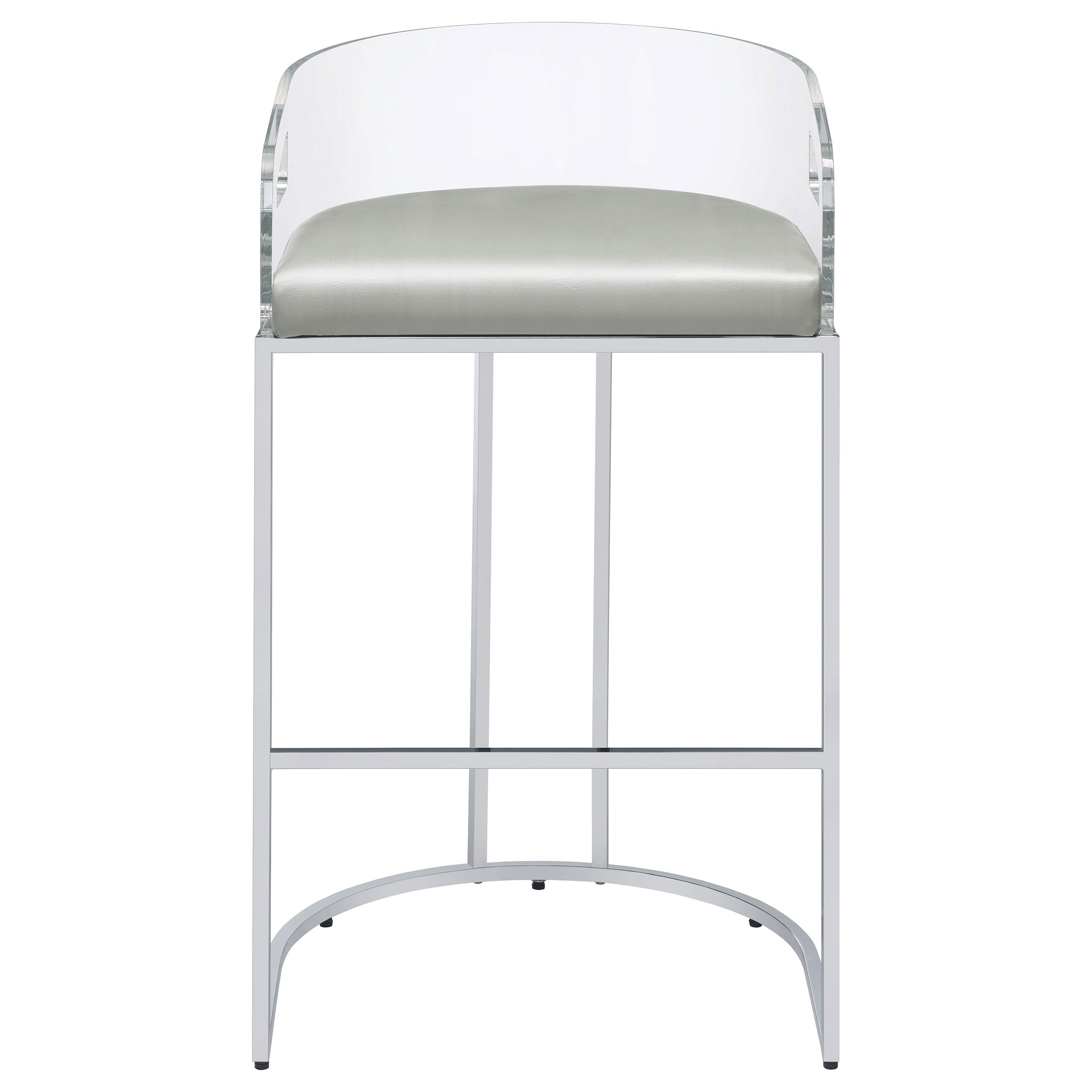 Thermosolis Acrylic Back Bar Stools Grey and Chrome (Set of 2)