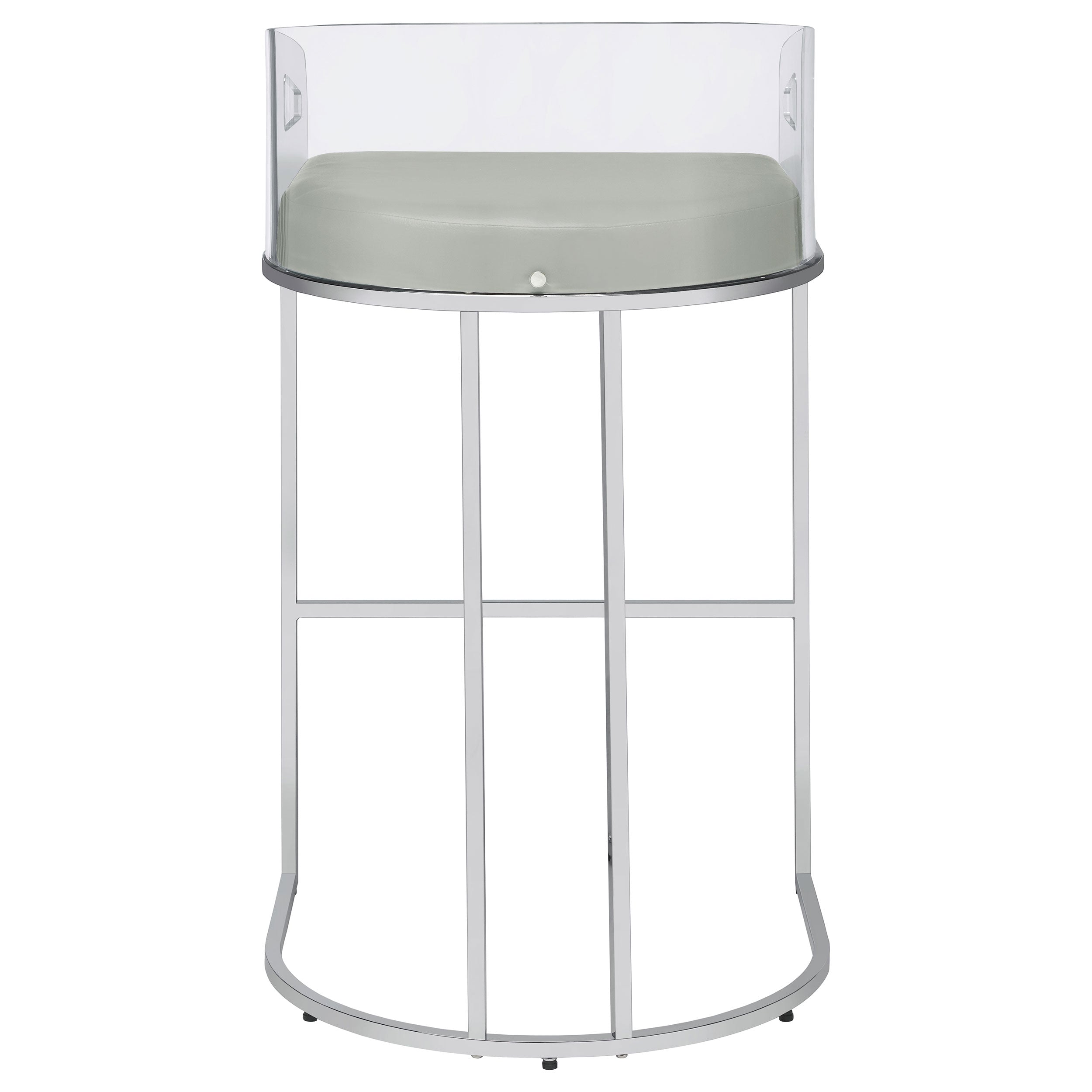 Thermosolis Acrylic Back Bar Stools Grey and Chrome (Set of 2)