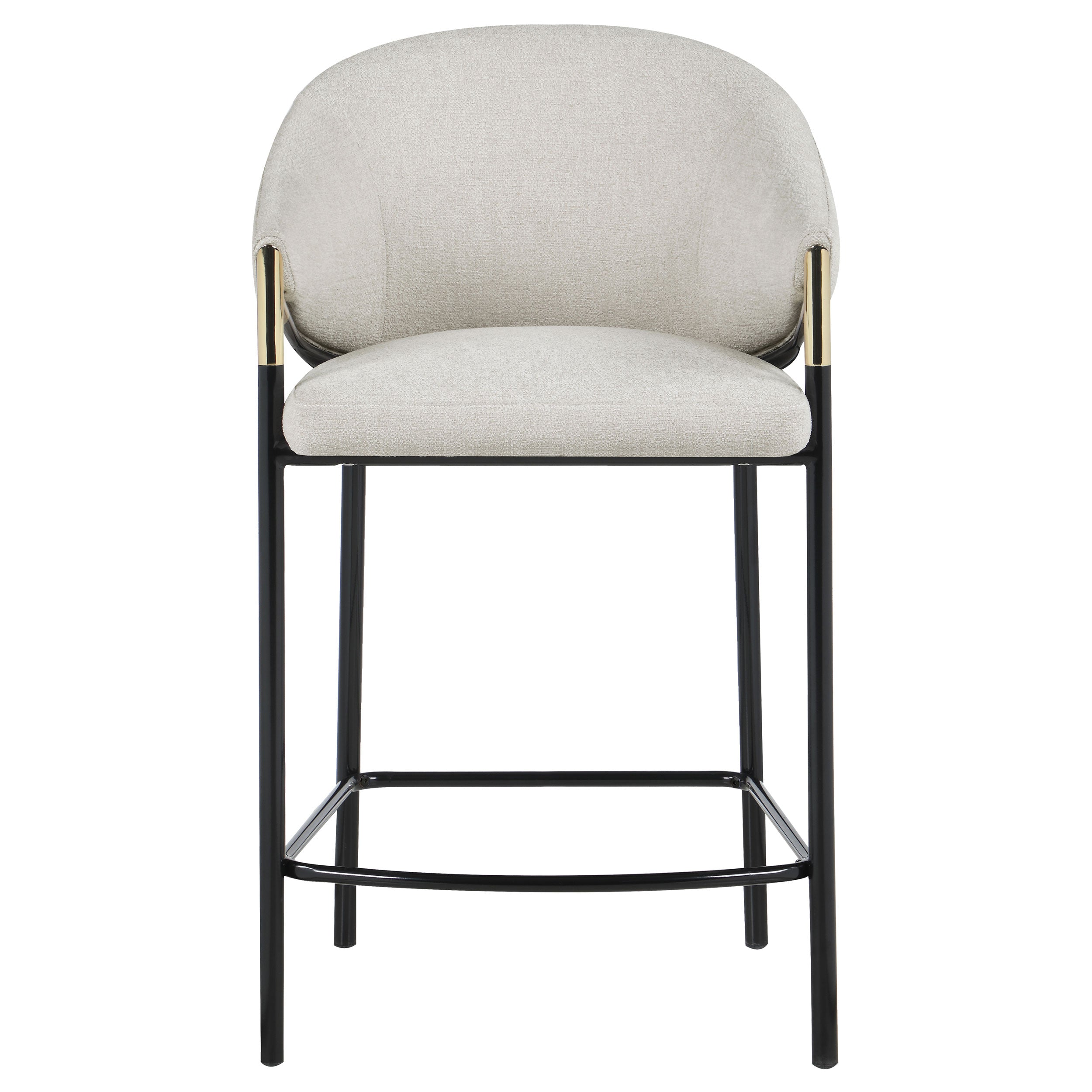 Chadwick Sloped Arm Bar Stools Beige and Glossy Black (Set of 2)