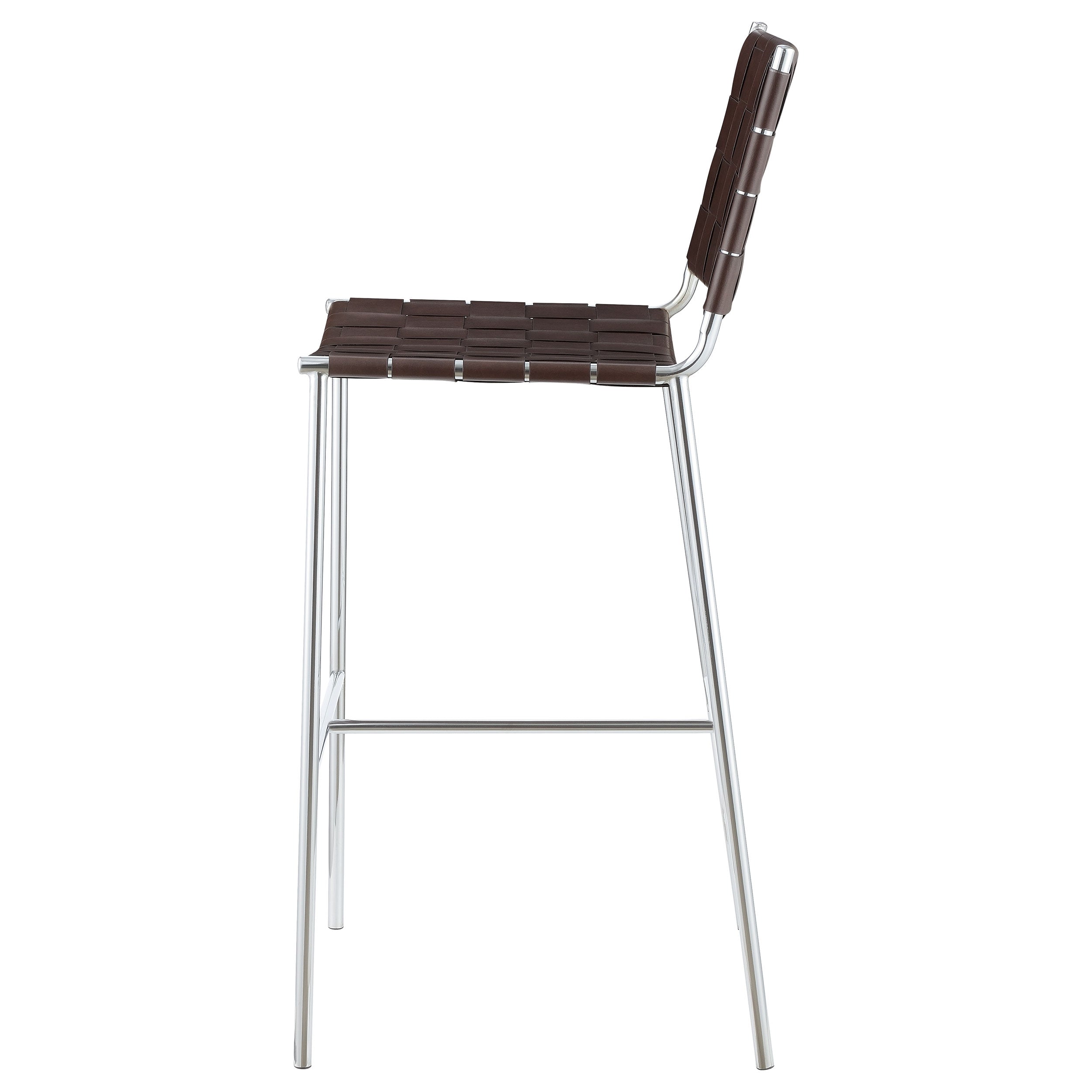 Adelaide Upholstered Bar Stool with Open Back Brown and Chrome