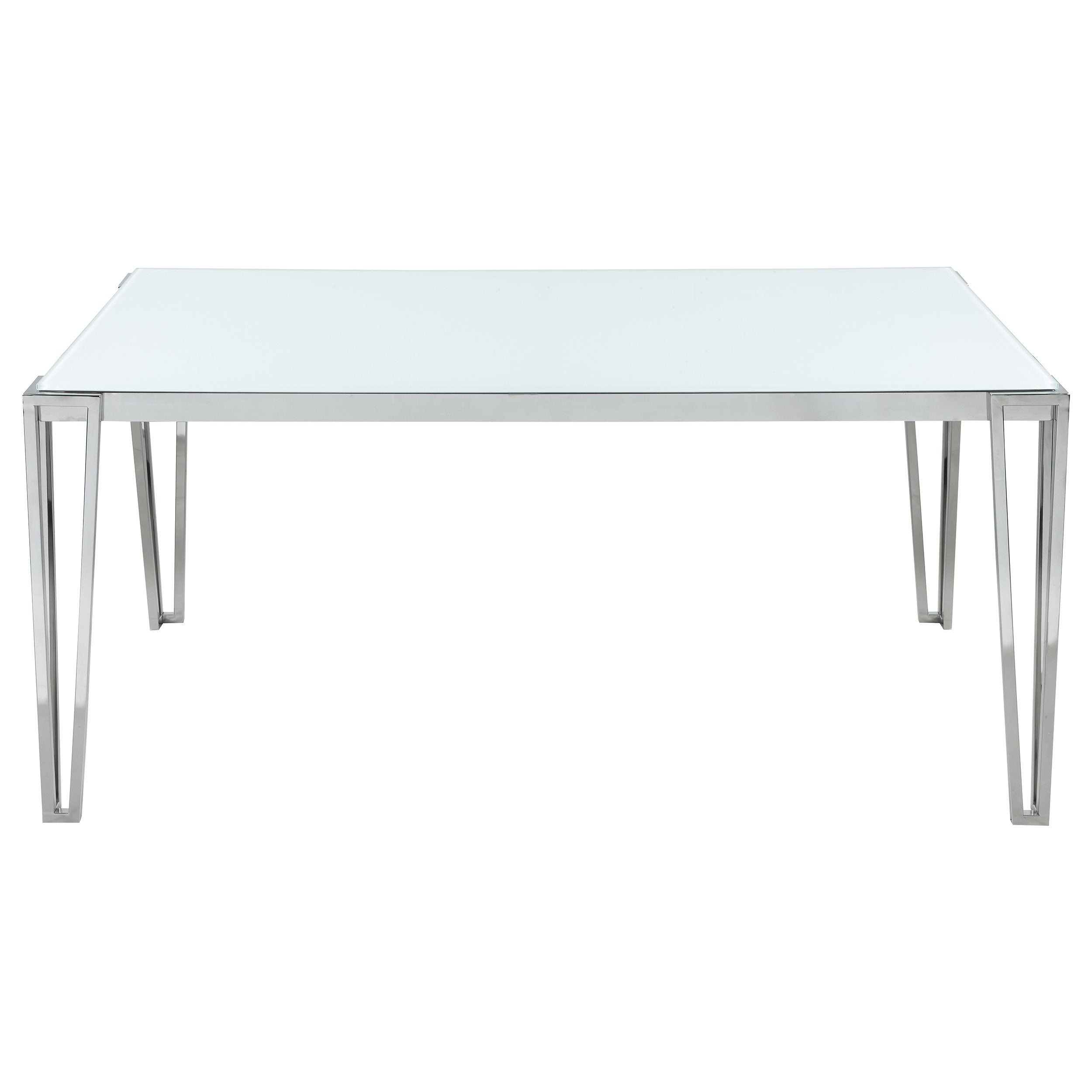 Pauline Rectangular Dining Table with Metal Leg White and Chrome