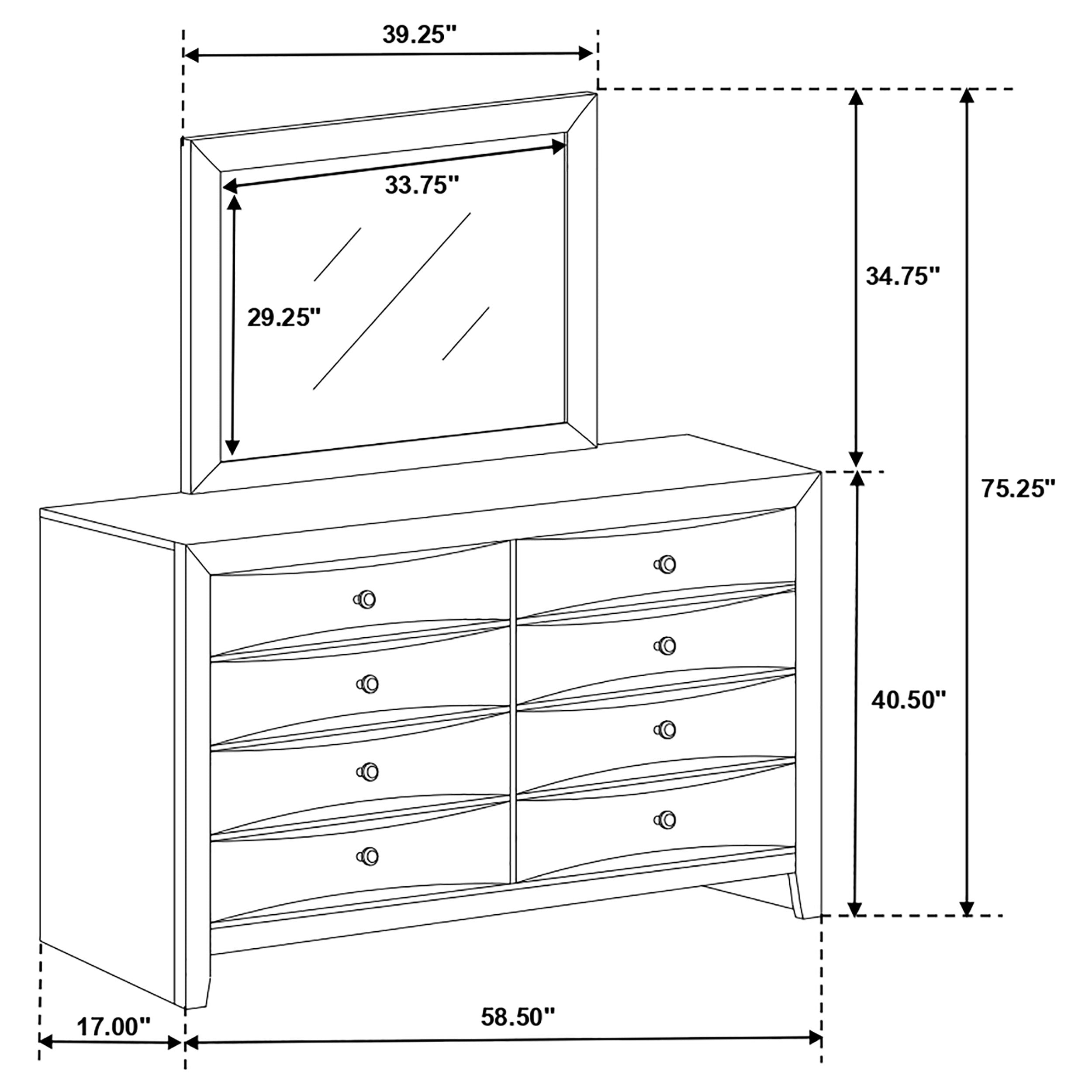 Briana 8-drawer Dresser with Mirror Black