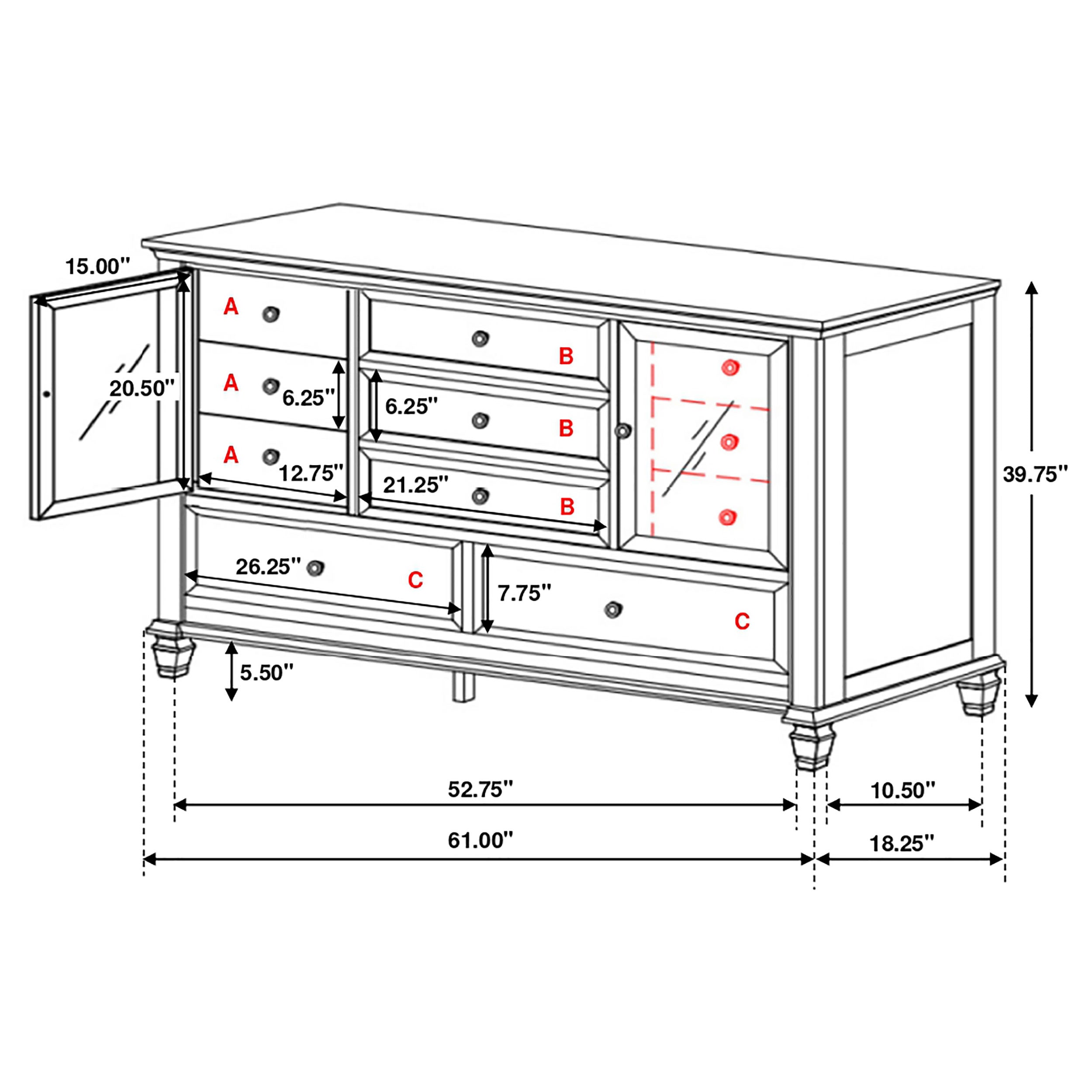 Sandy Beach 11-drawer Rectangular Dresser Cream White