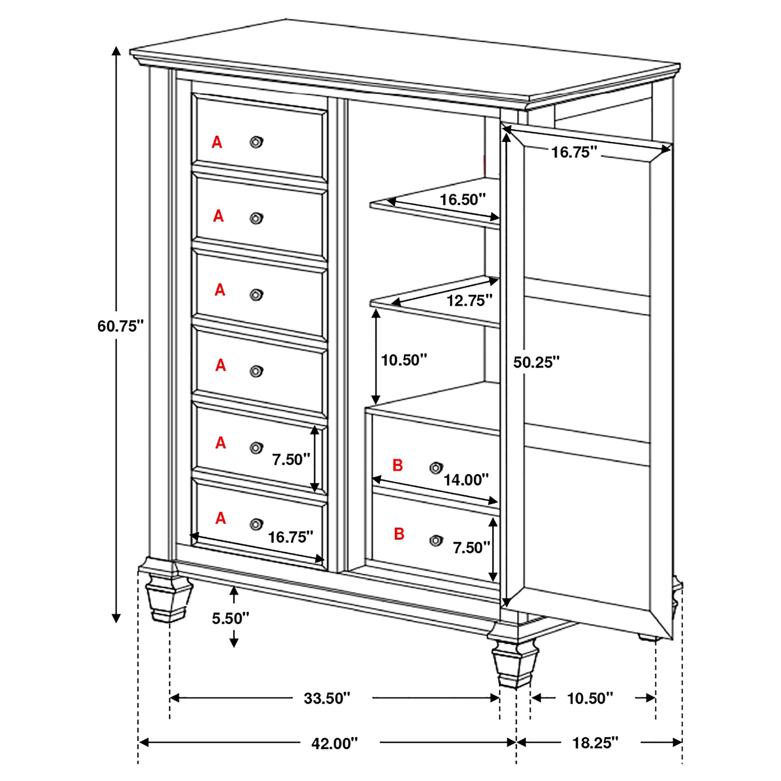 Sandy Beach 8-drawer Door Chest Storage Cream White