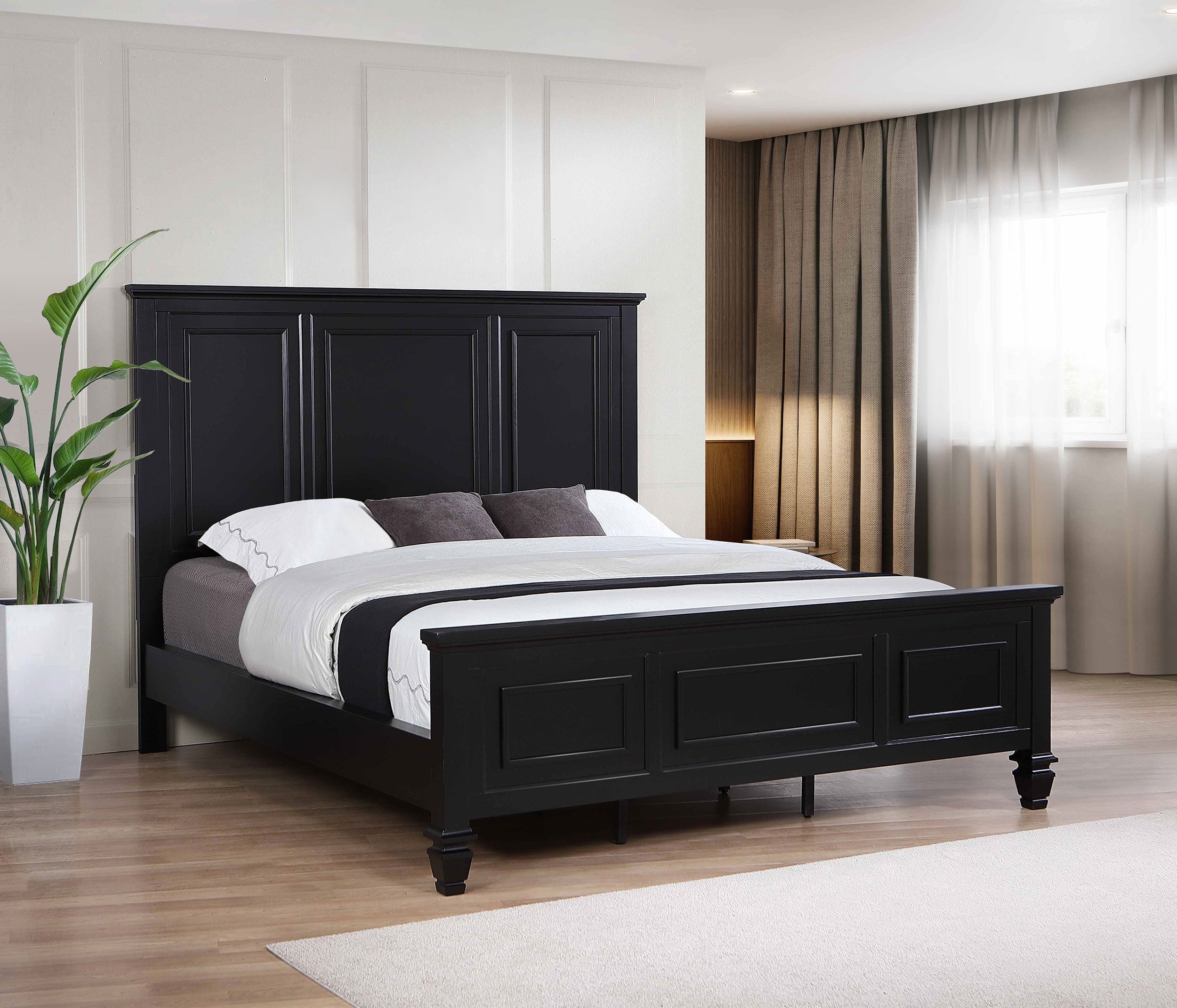 Sandy Beach 63-inch Eastern King Wood Panel Bed Black