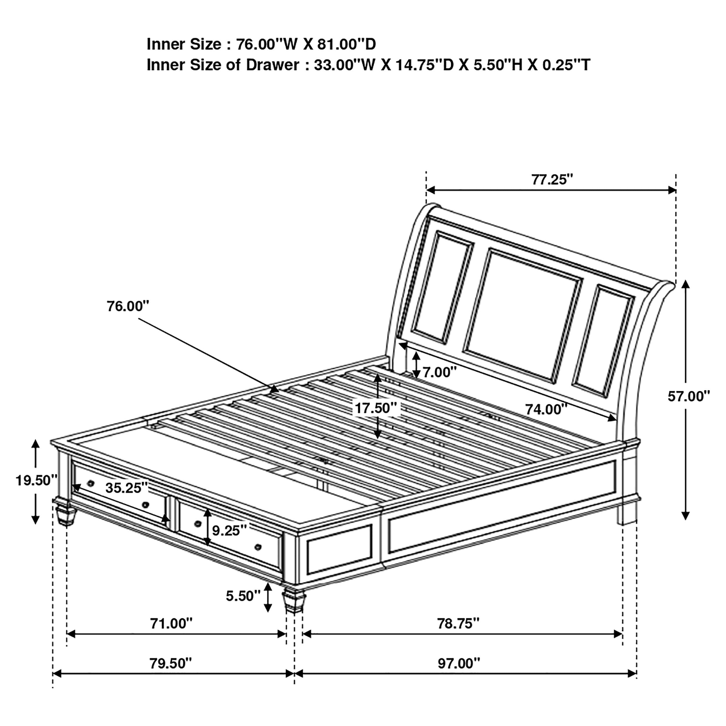 Sandy Beach Wood Queen Storage Panel Bed Black