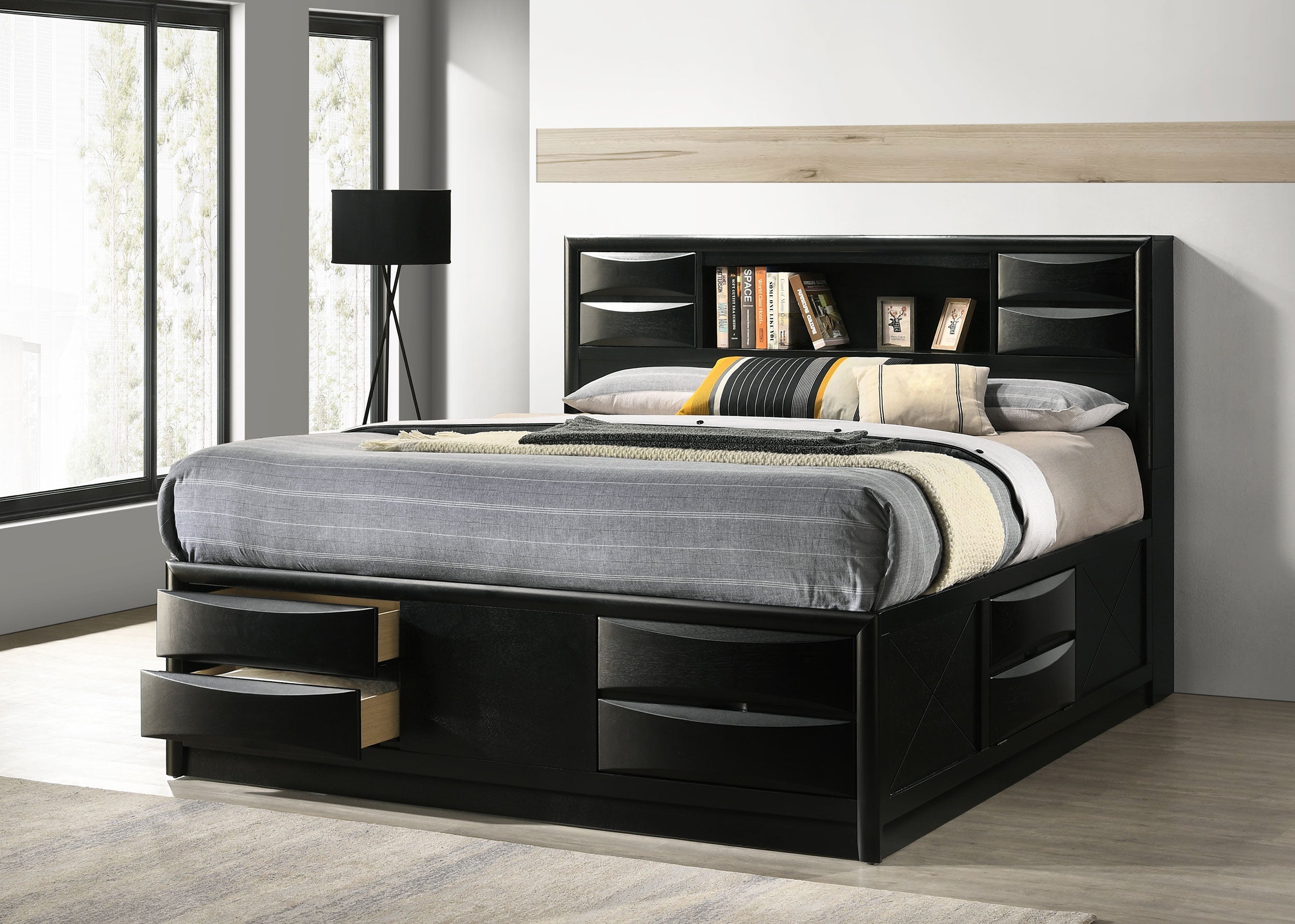 Briana  Platform Storage Bed Black