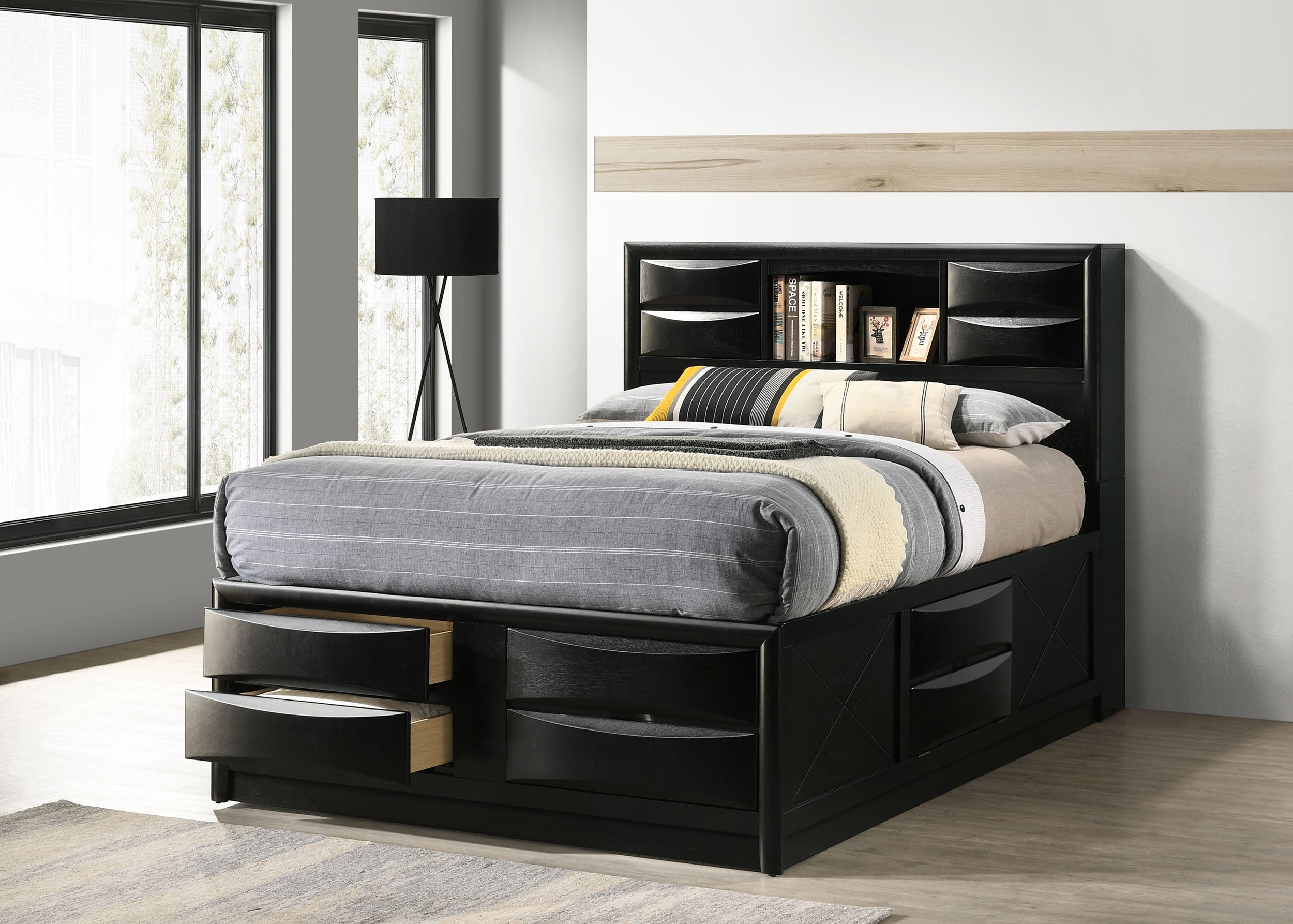 Briana  Platform Storage Bed Black