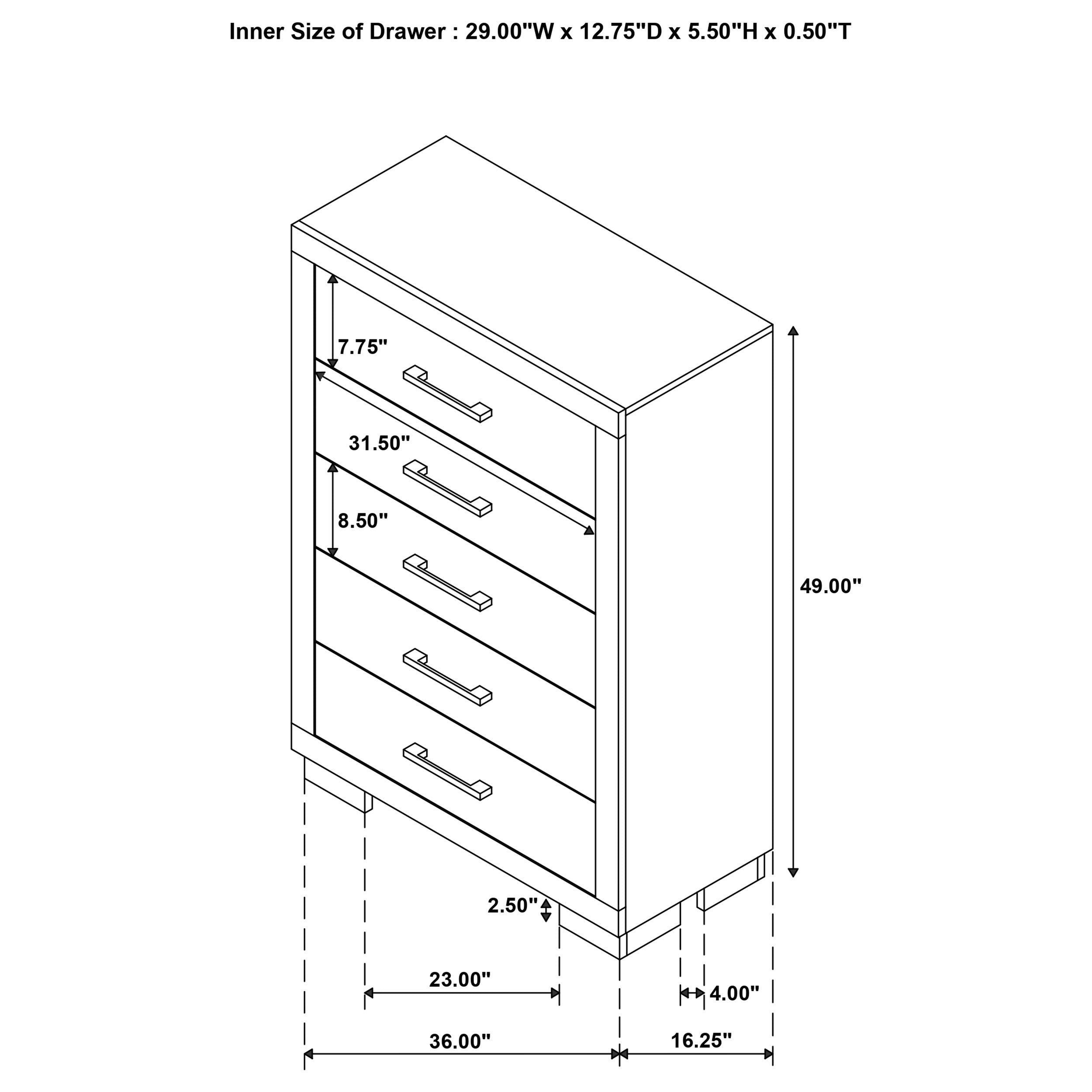 Jessica 5-drawer Chest White