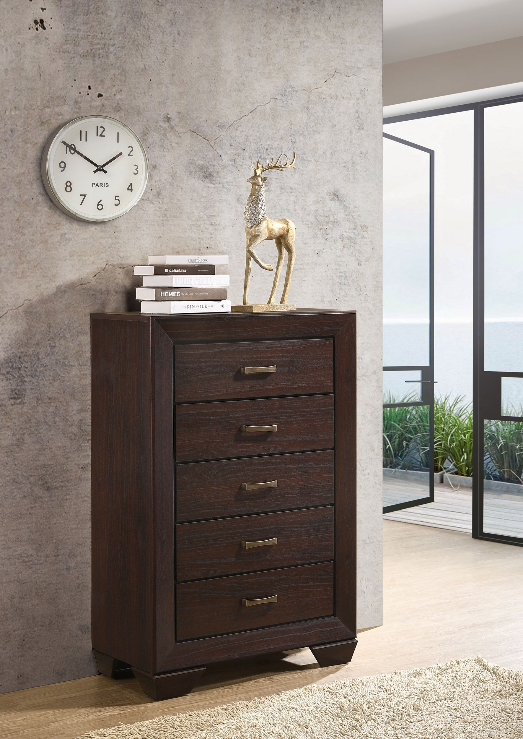 Kauffman 5-drawer Chest Dark Cocoa