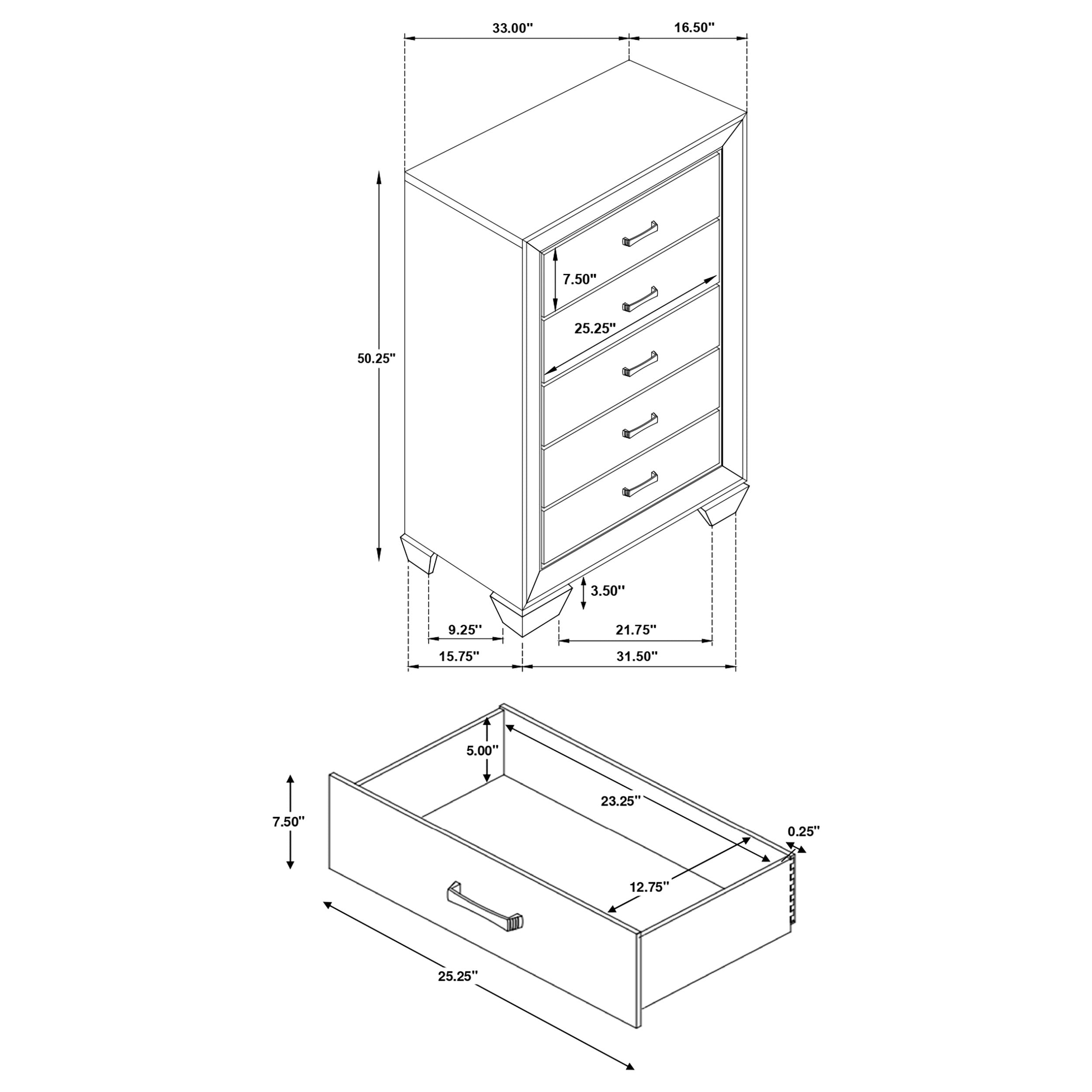 Kauffman 5-drawer Chest Dark Cocoa