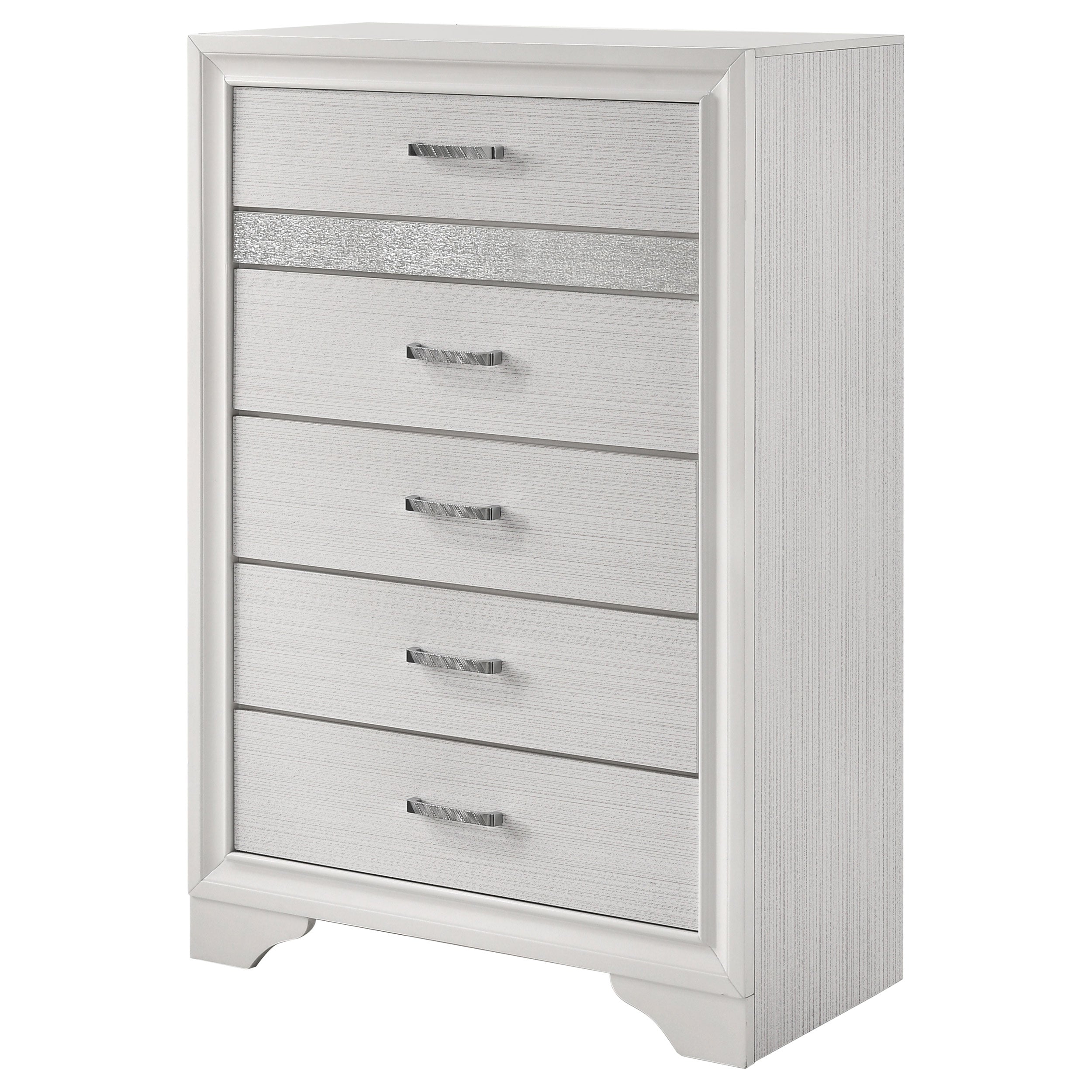 Miranda 5-drawer Chest White and Rhinestone