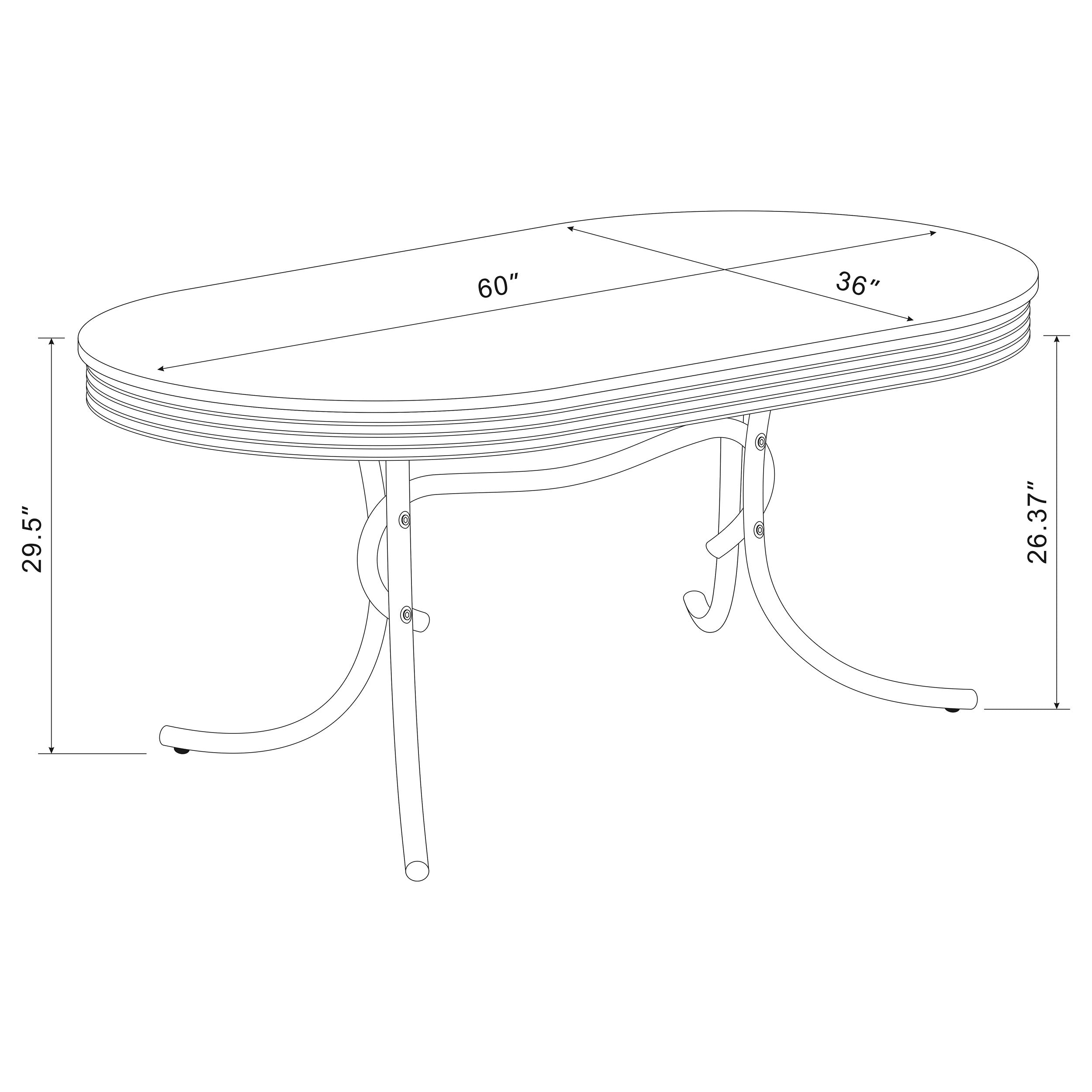 Retro  Oval Dining Set Glossy White and Black