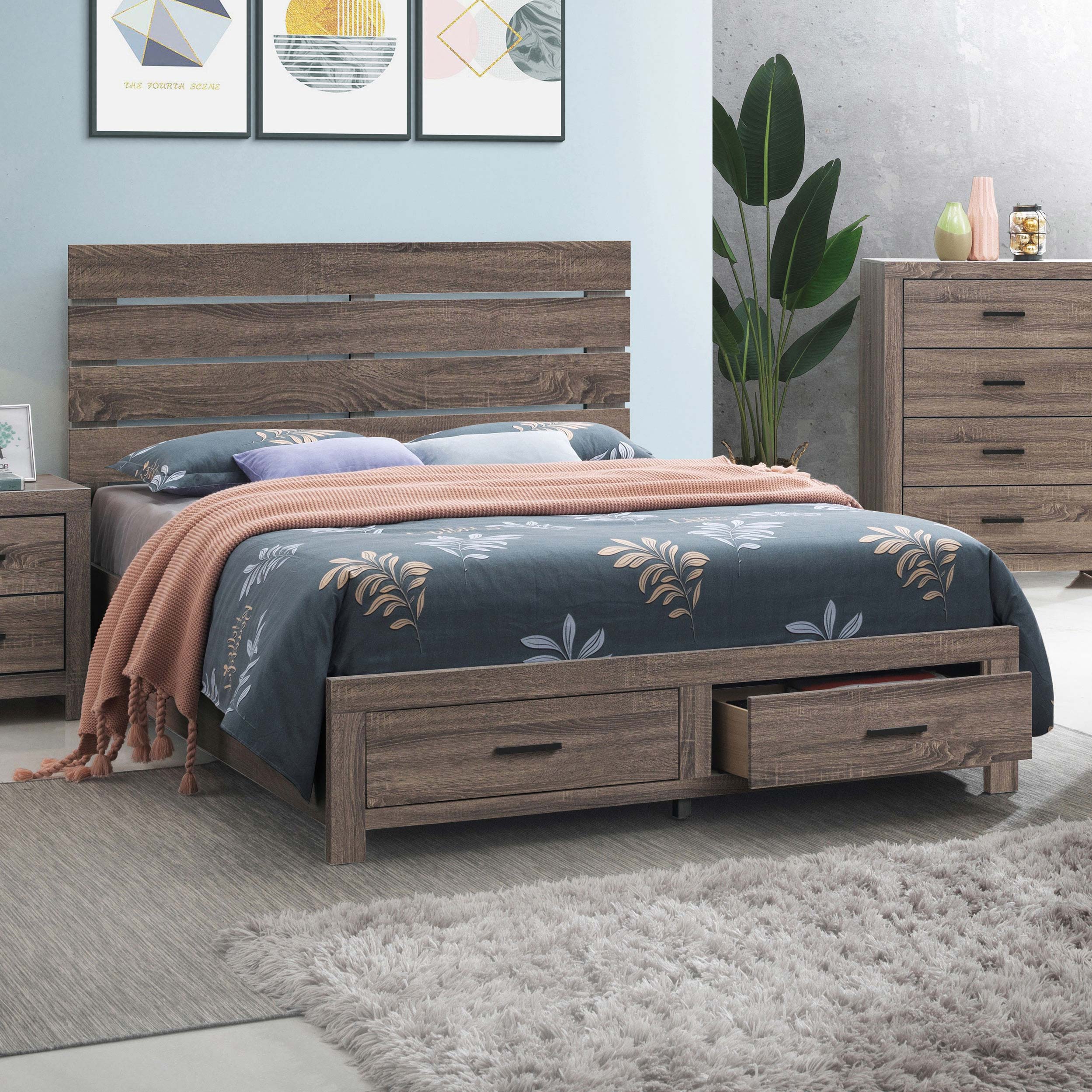 Brantford  Storage Bed Barrel Oak