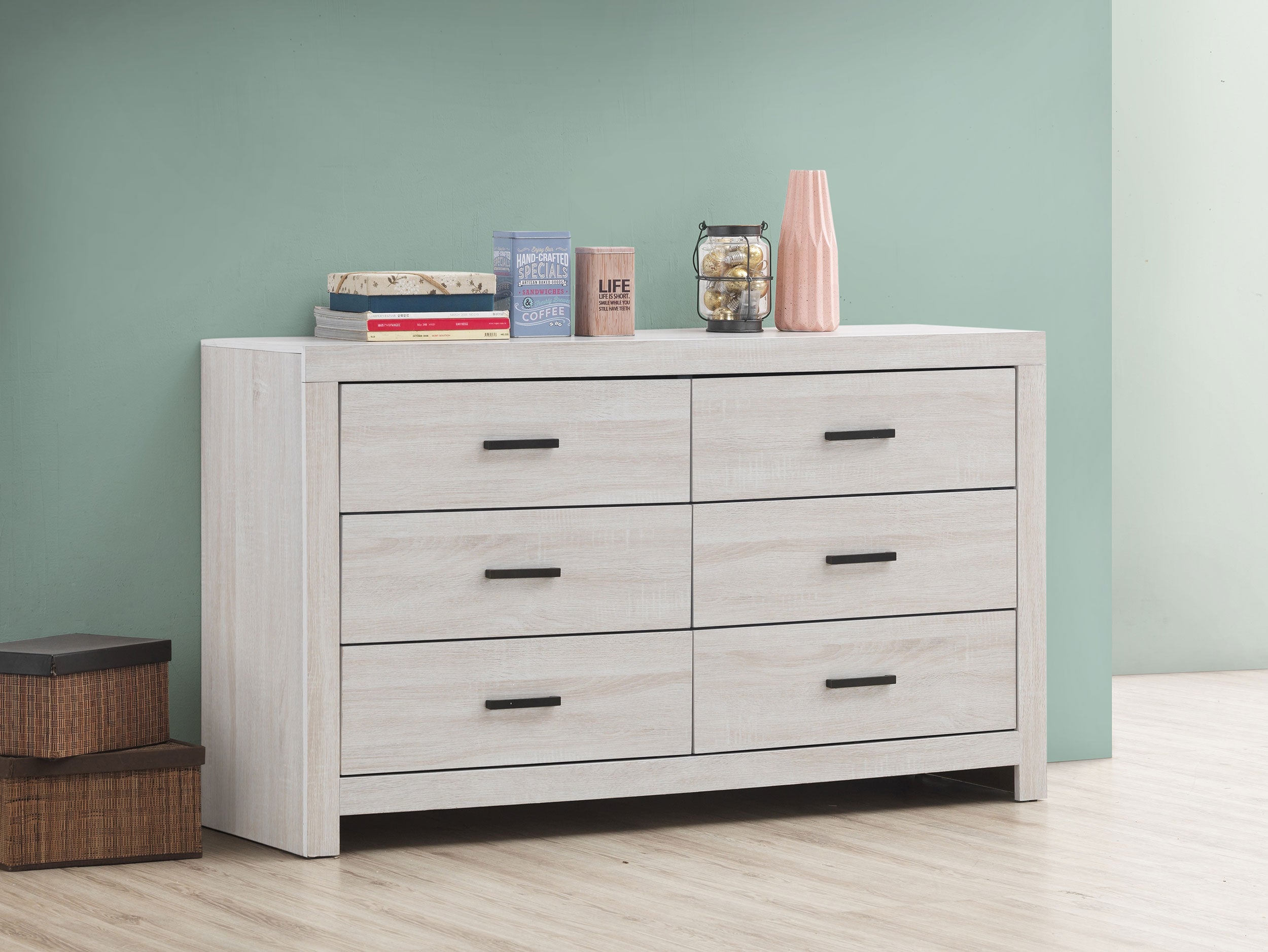 Brantford 6-drawer Dresser with Mirror Coastal White