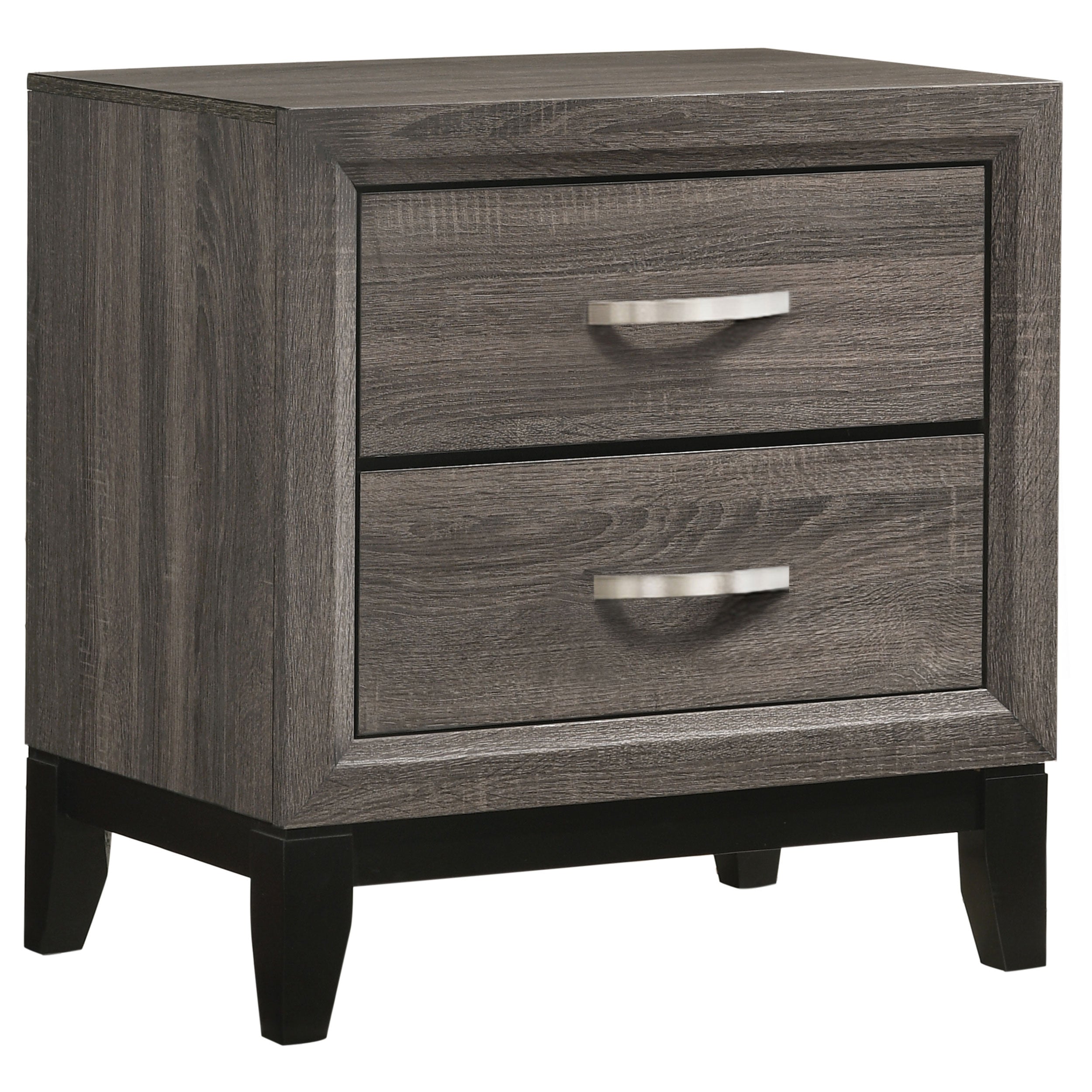 Watson 2-drawer Nightstand Grey Oak and Black