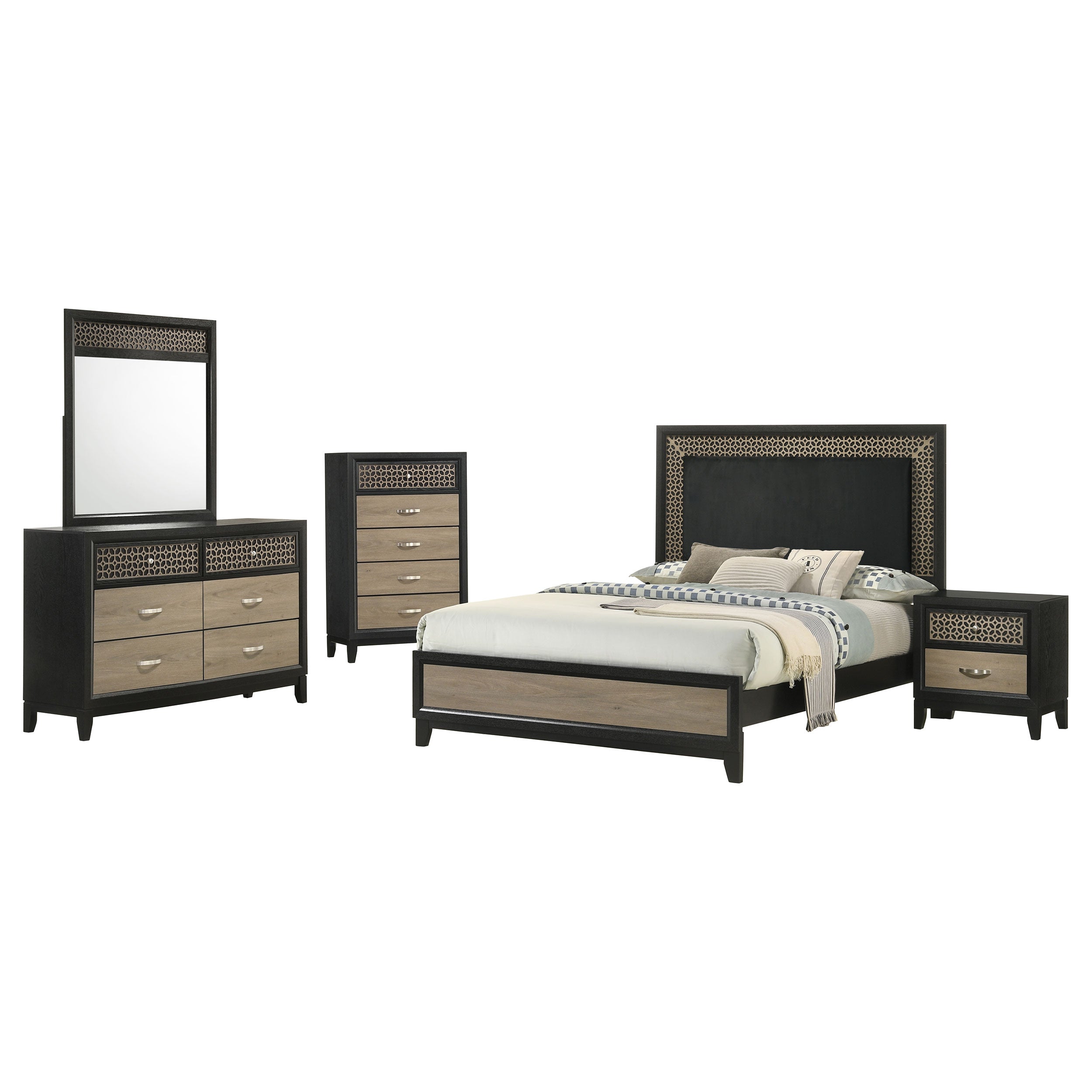 Valencia   Bedroom Set Light Brown and Black