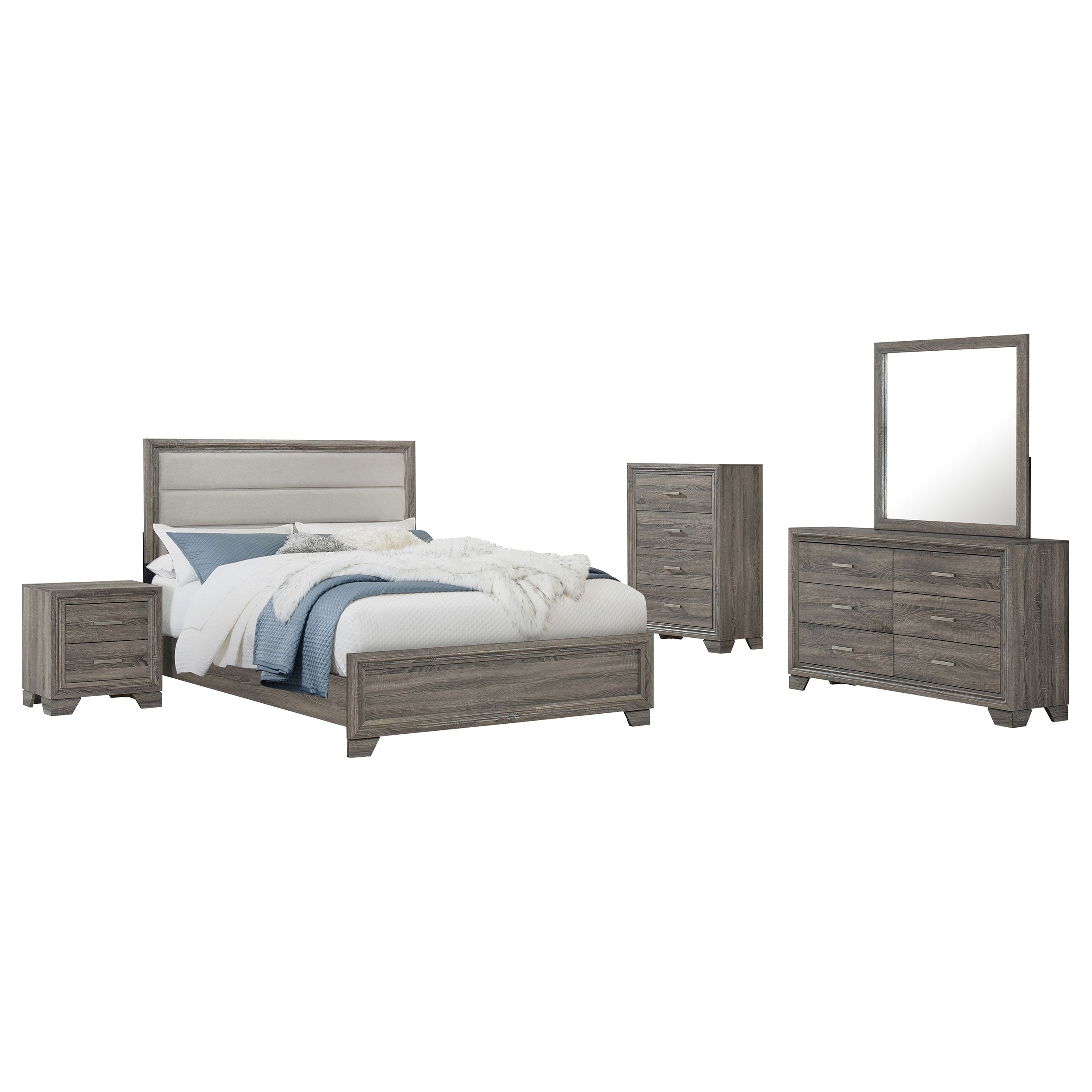 Wright 4-piece Queen Bedroom Set Brown Oak