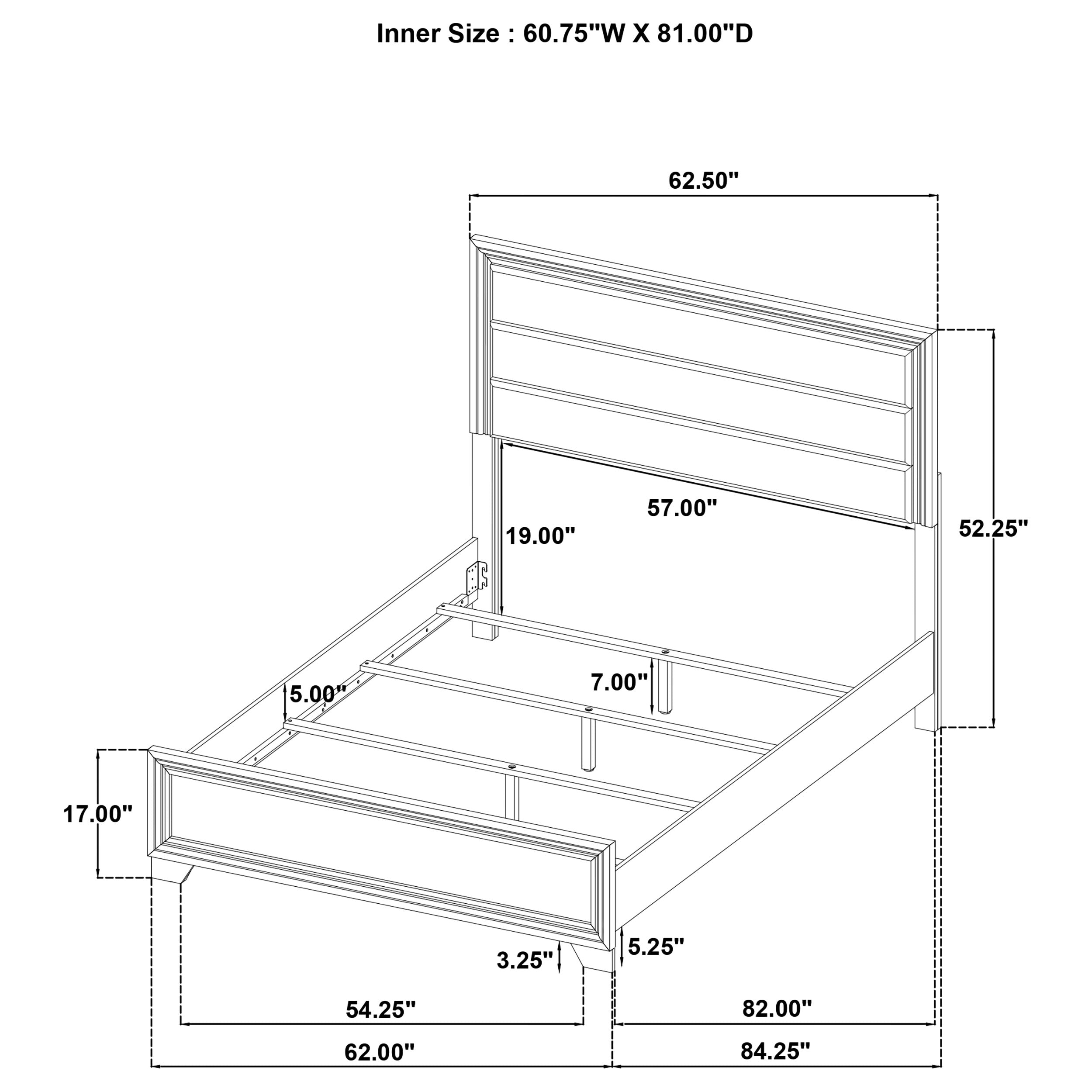 Wright 50-inch Upholstered Queen Bed Brown Oak