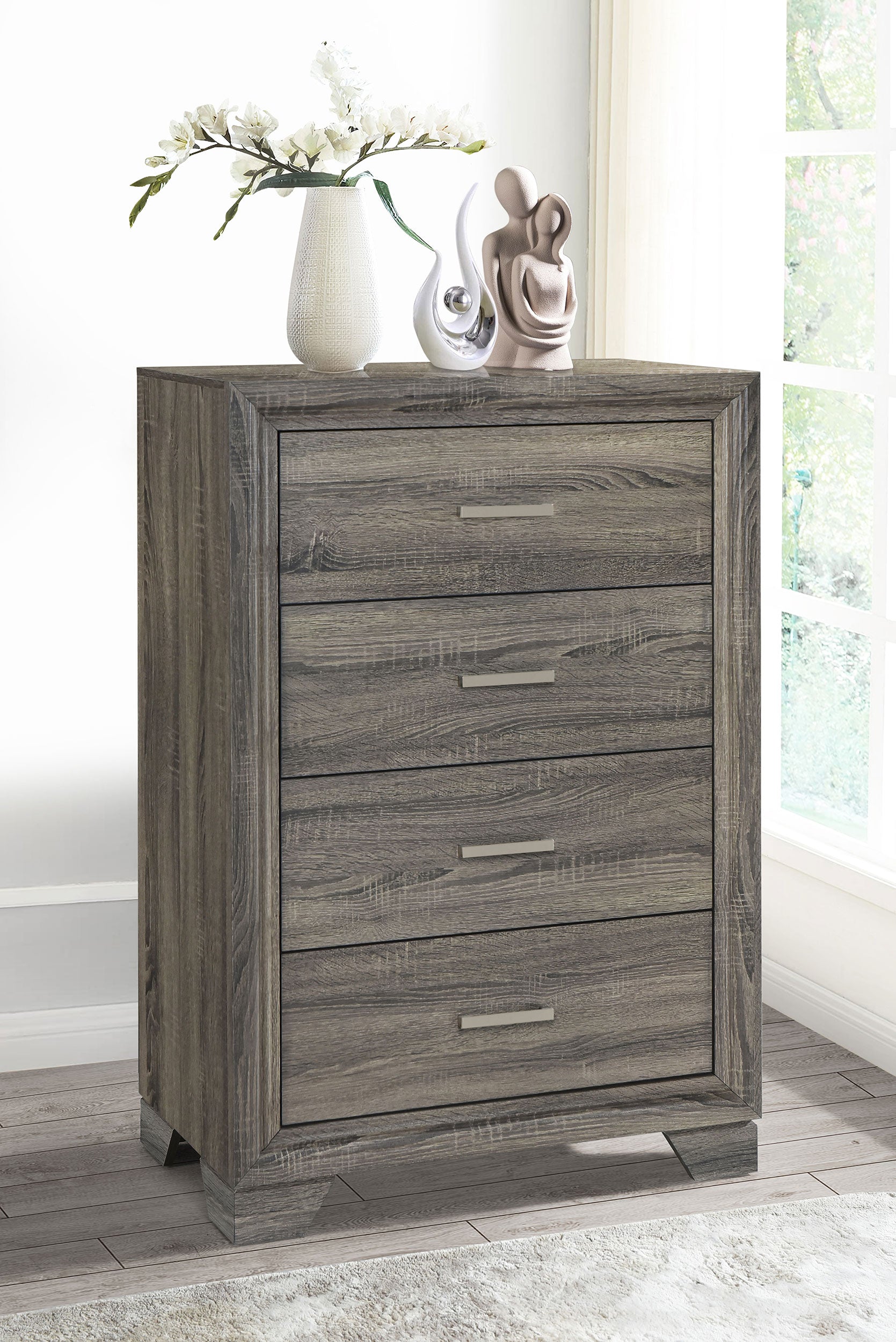 Wright 4-drawer Chest of Drawers Brown Oak