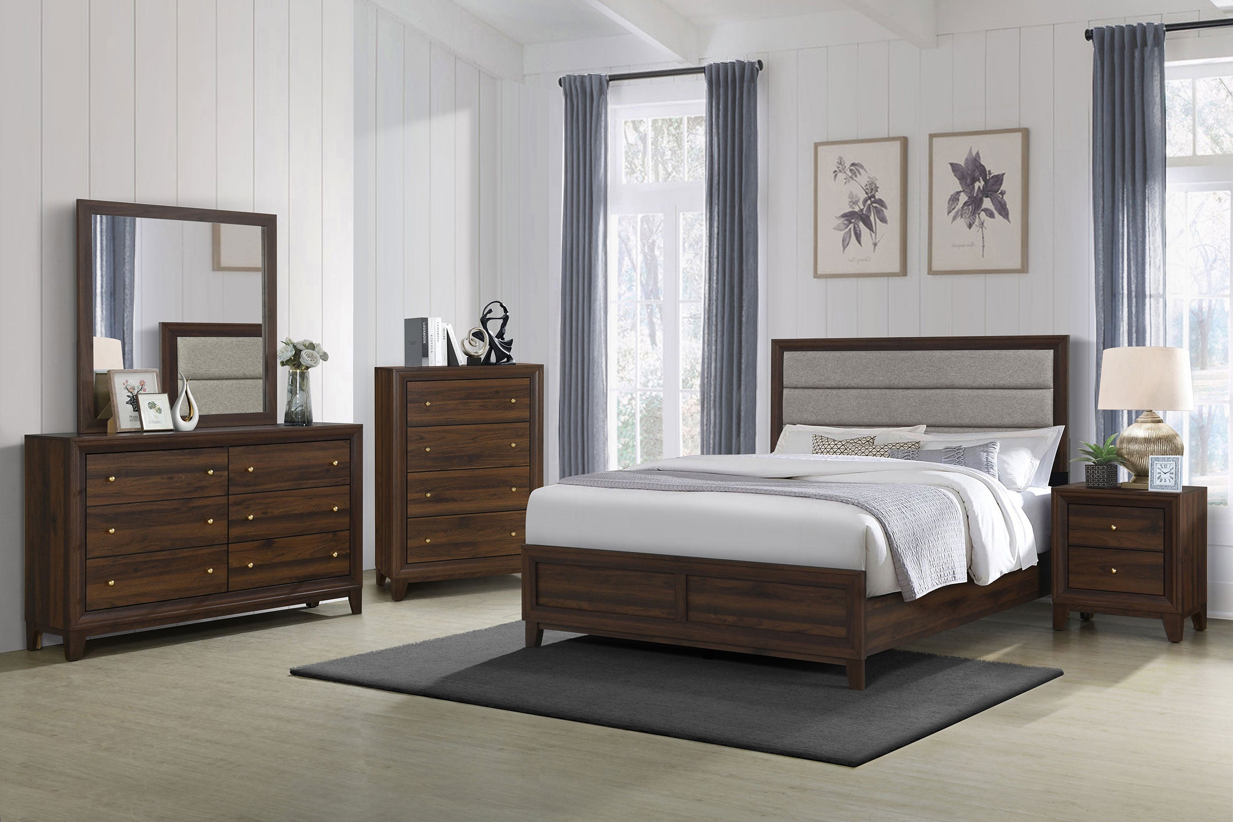 Welsley 4-piece Queen Bedroom Set Walnut