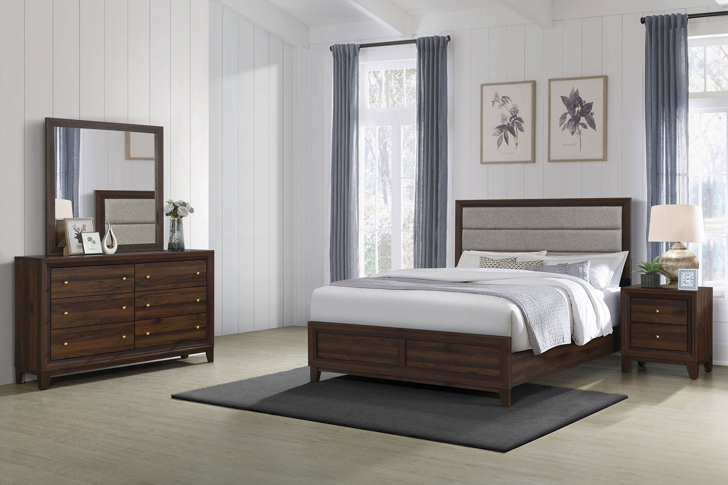 Welsley 4-piece Queen Bedroom Set Walnut