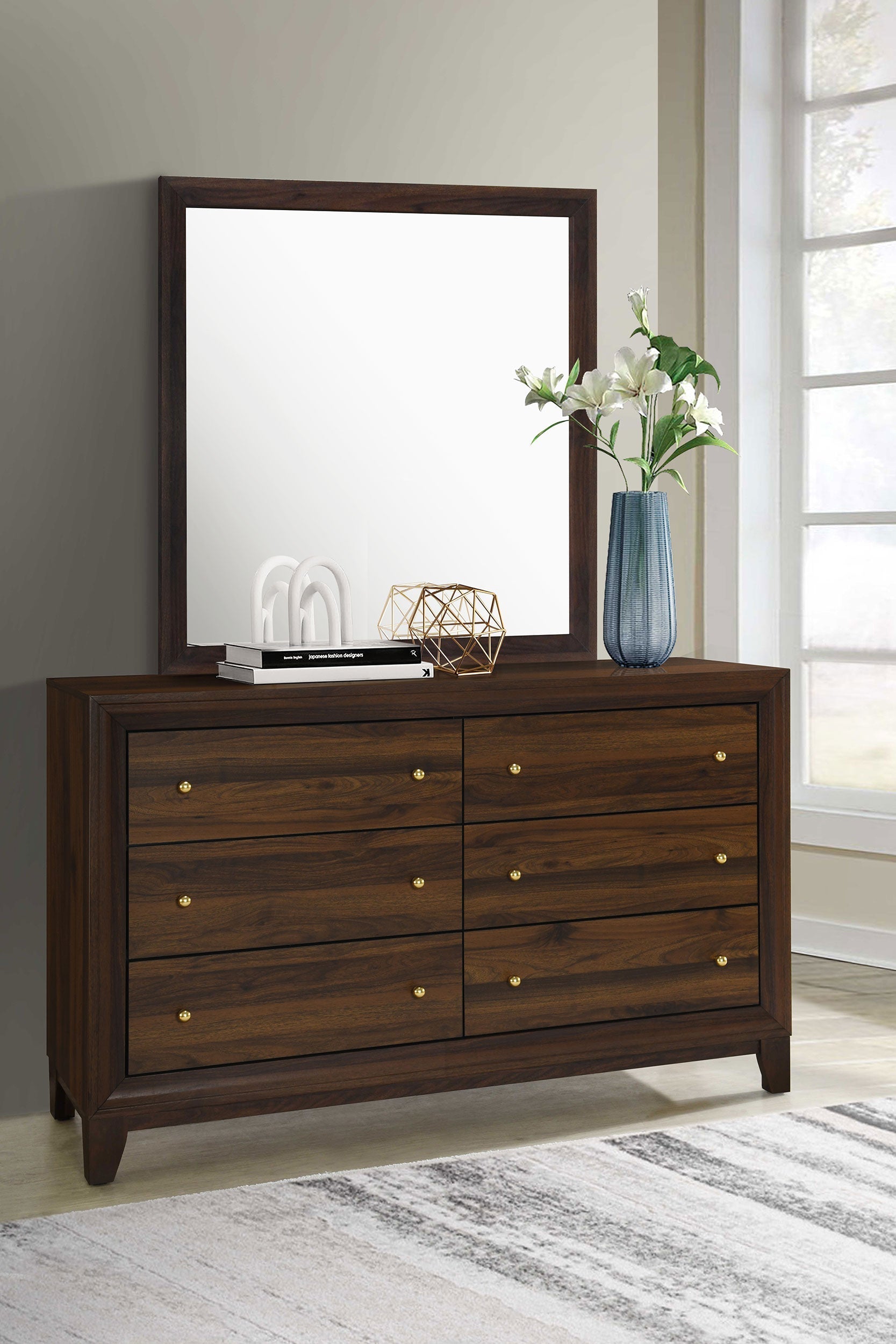 Welsley 6-drawer Dresser Cabinet Walnut