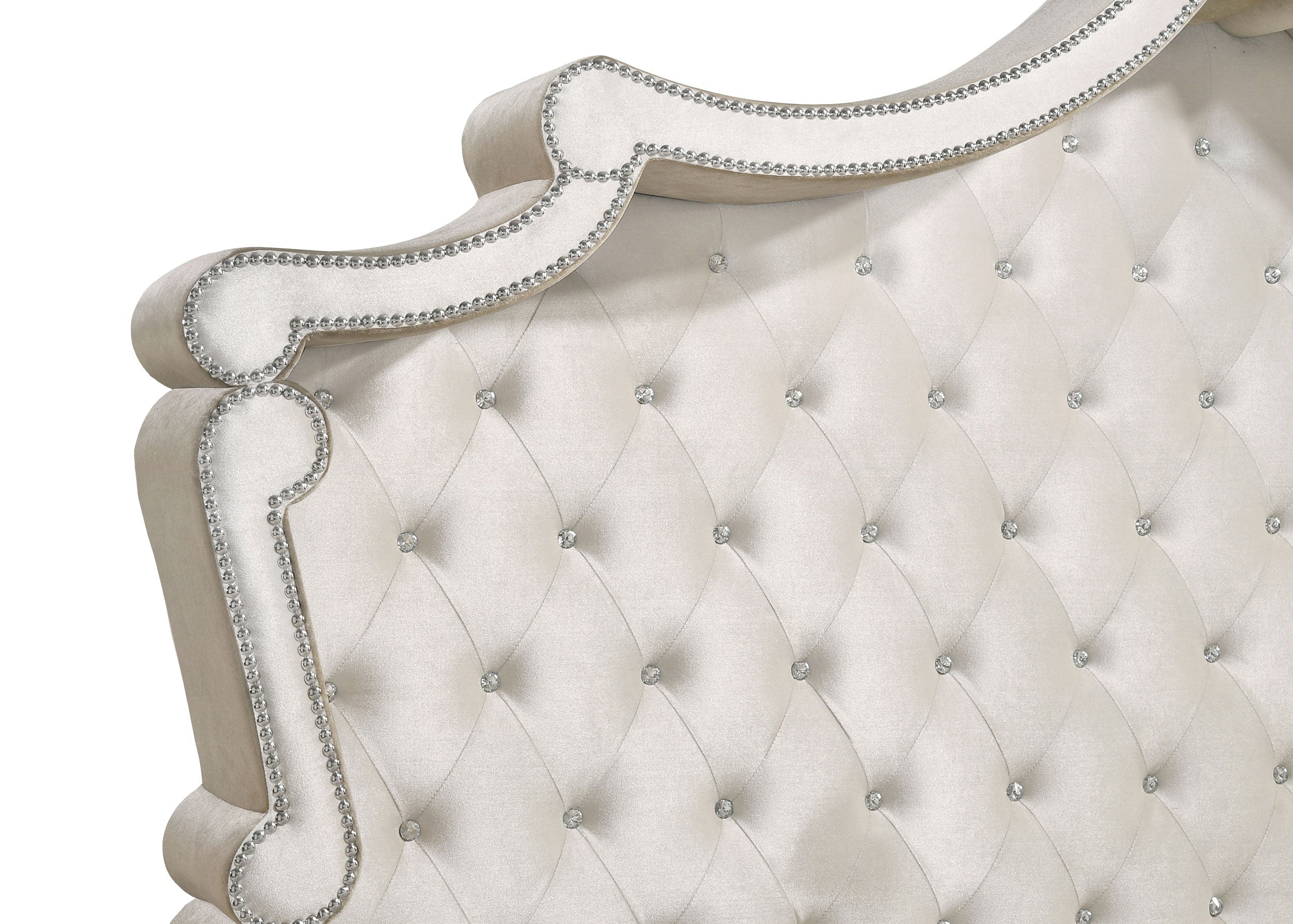 Antonella Upholstered Tufted  Bed Ivory and Camel